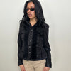 Black Velour Panel Napoleon Jacket - Size 12
