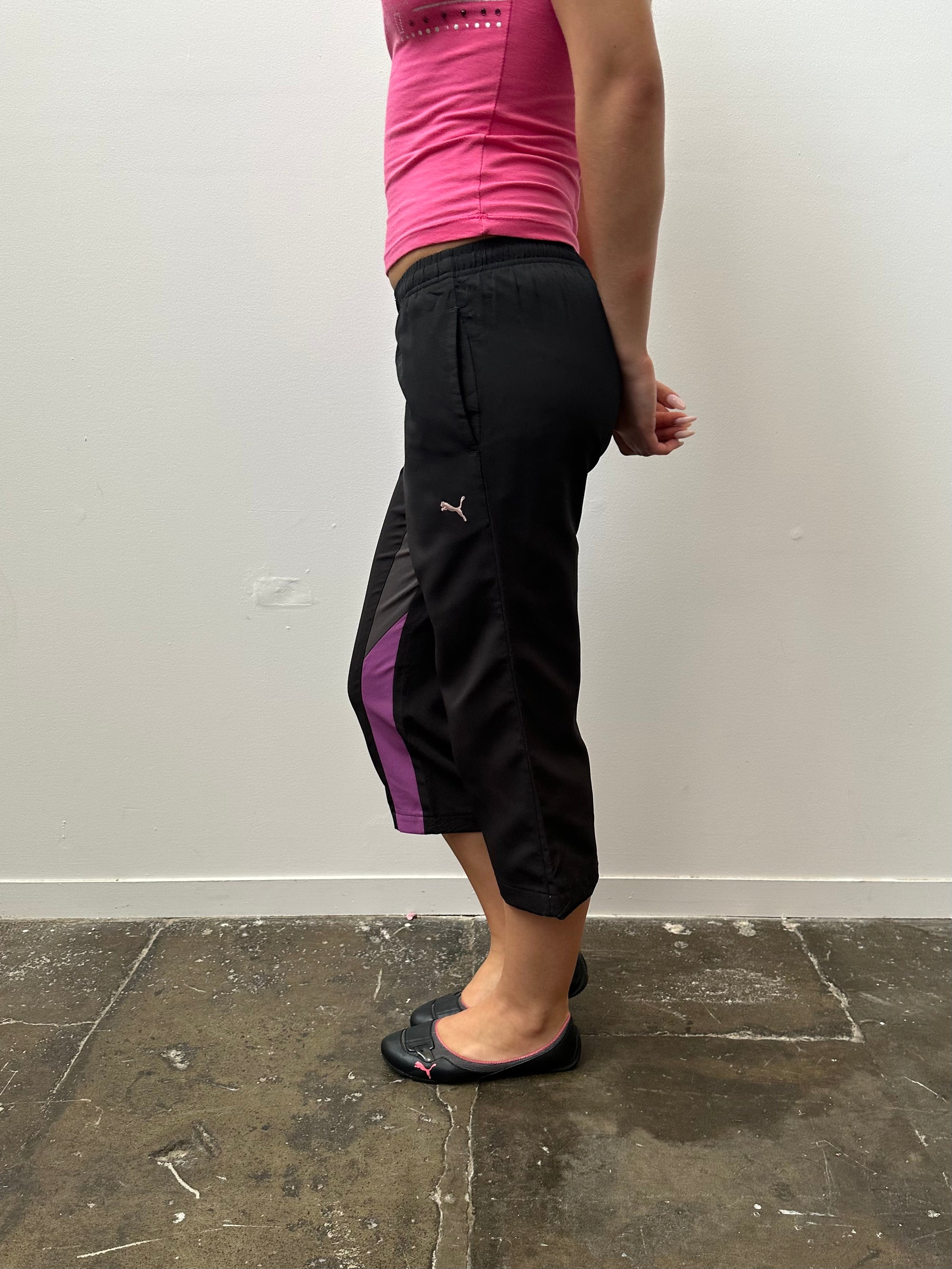 Puma Black & Purple Capri Pants - Size M