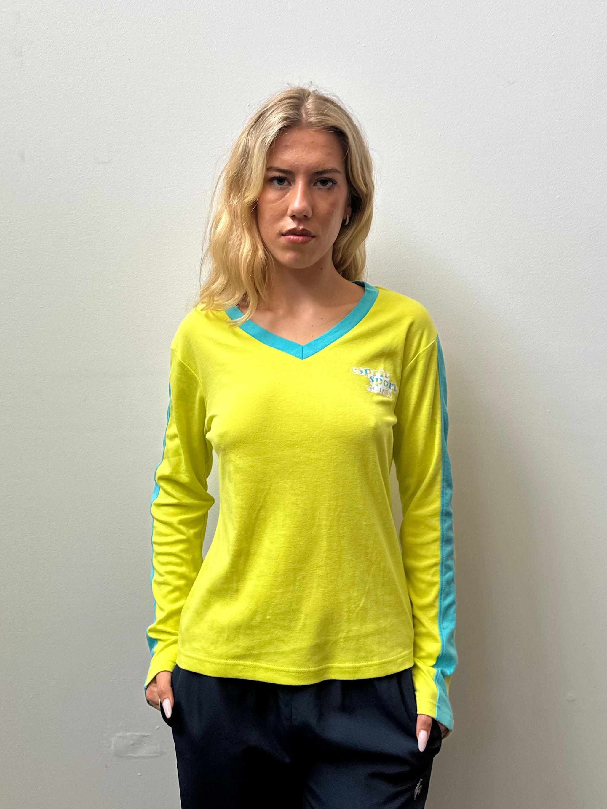 Esprit Neon Yellow Long Sleeve Top - Size L