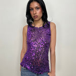 Purple Sequin Crochet Tank Top - Size L