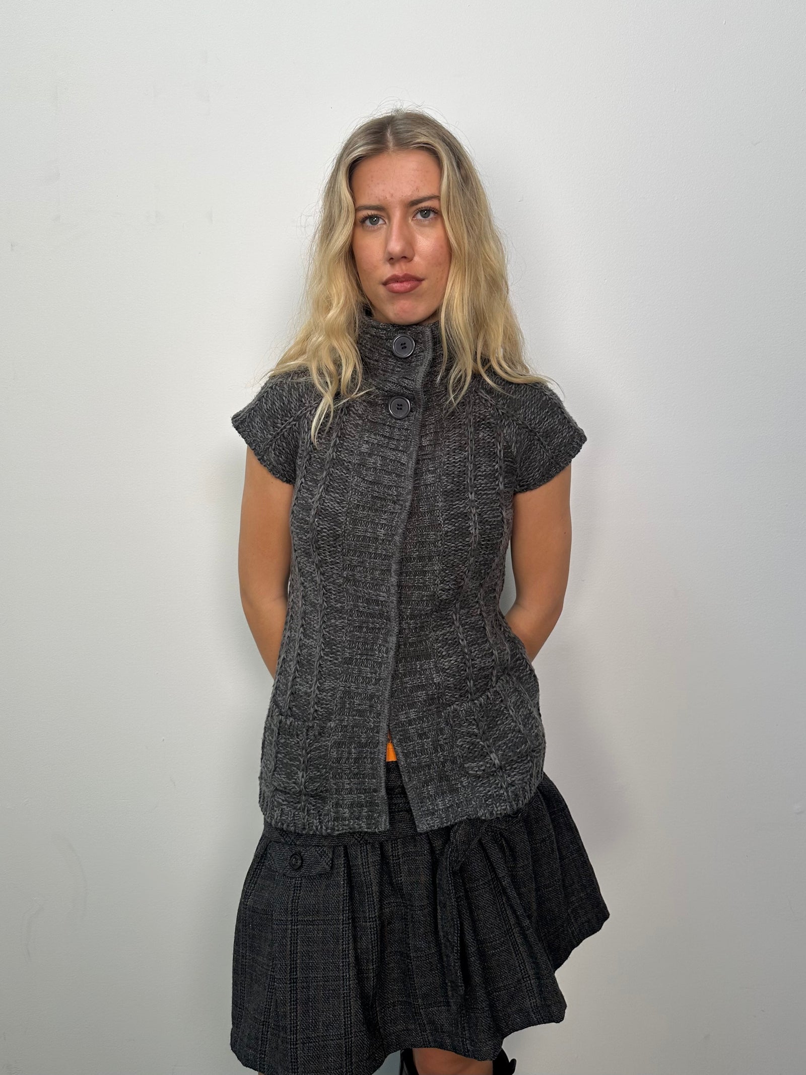 Charcoal Grey Button Top Cardigan -Size S
