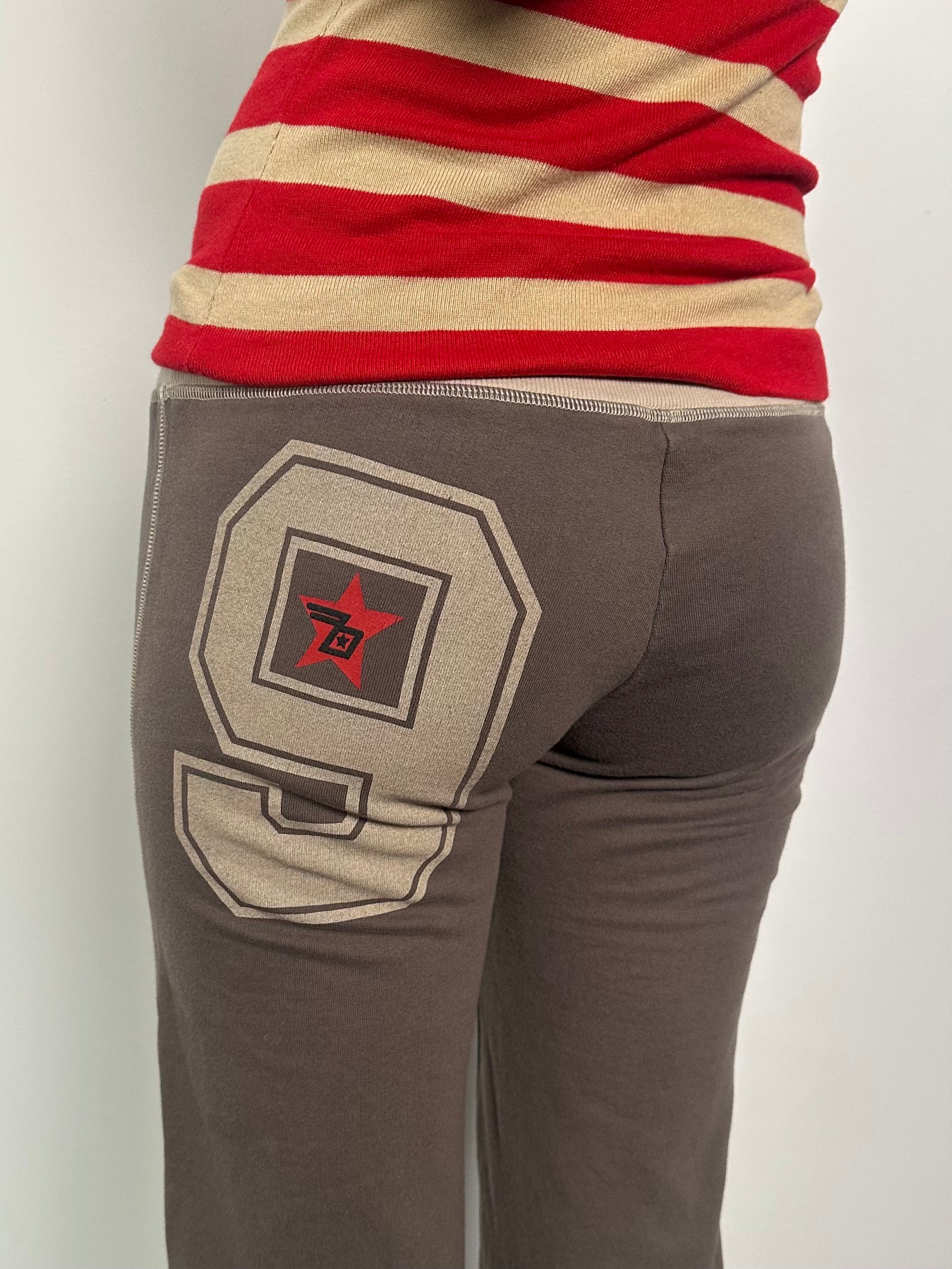 Grey Graphic Print Flared Track Pants - Size M