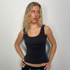 Blue Side Strip Black Tank Top - Size S