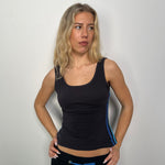 Blue Side Strip Black Tank Top - Size S