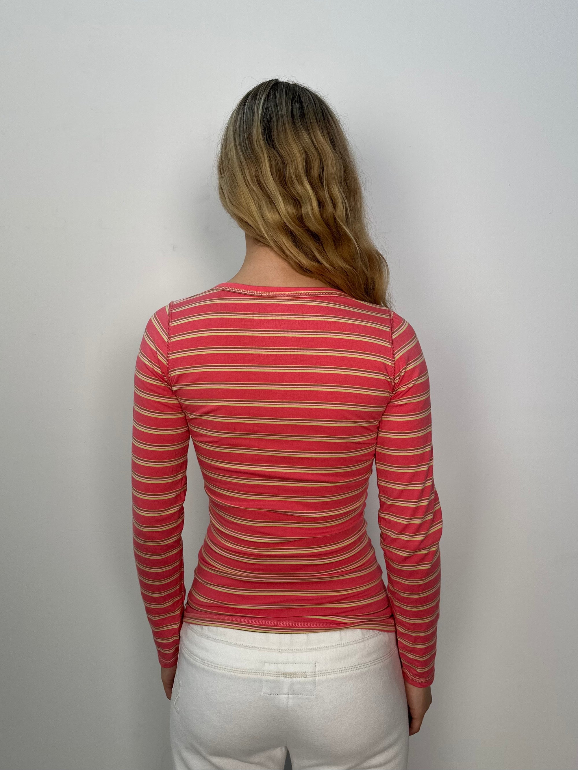 Hollister Pink Stripe Long Sleeve Top - Size S