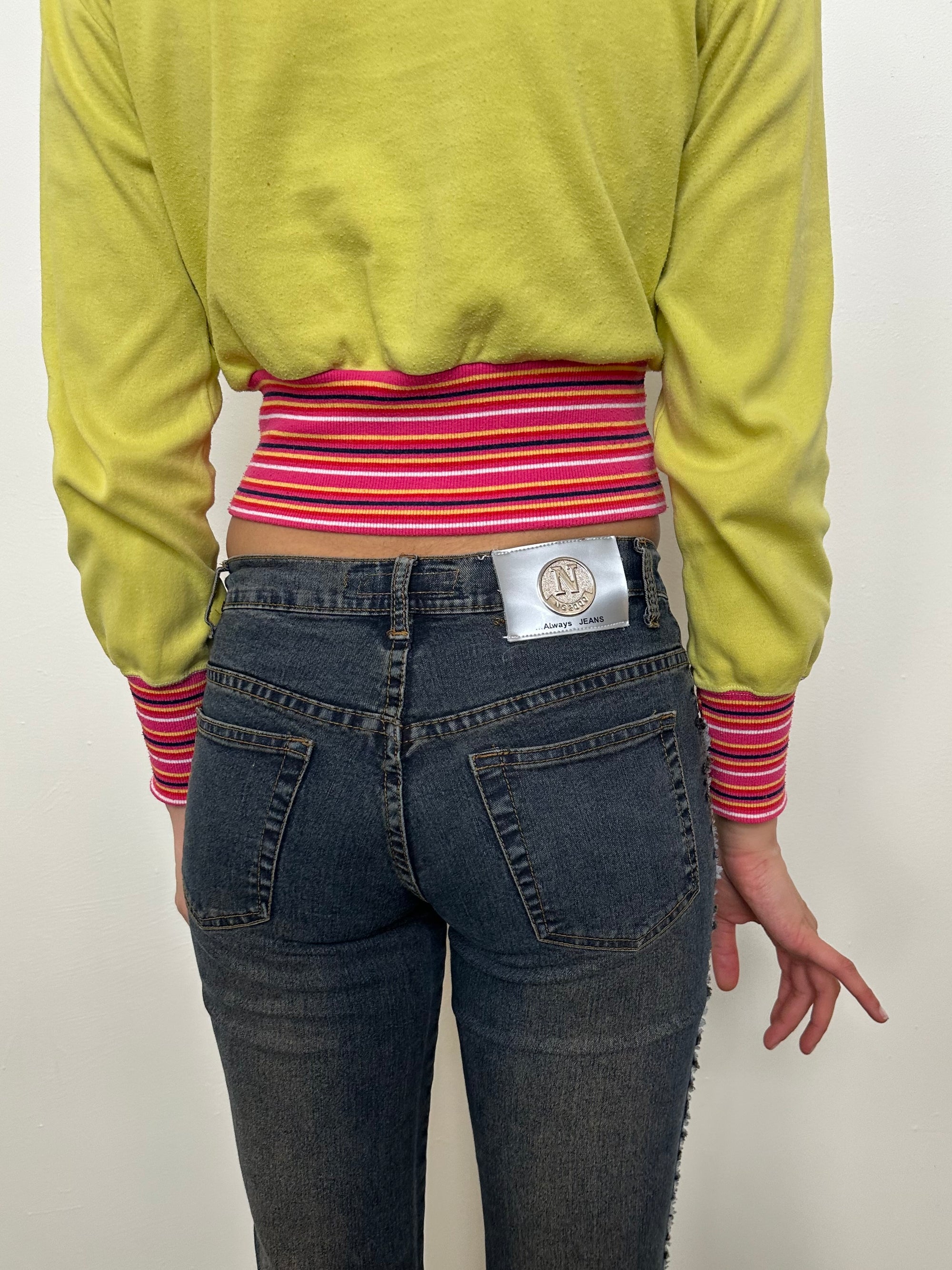 Rhinestoned Dark Wash Mid-rise Bootcut Jeans - Size XS