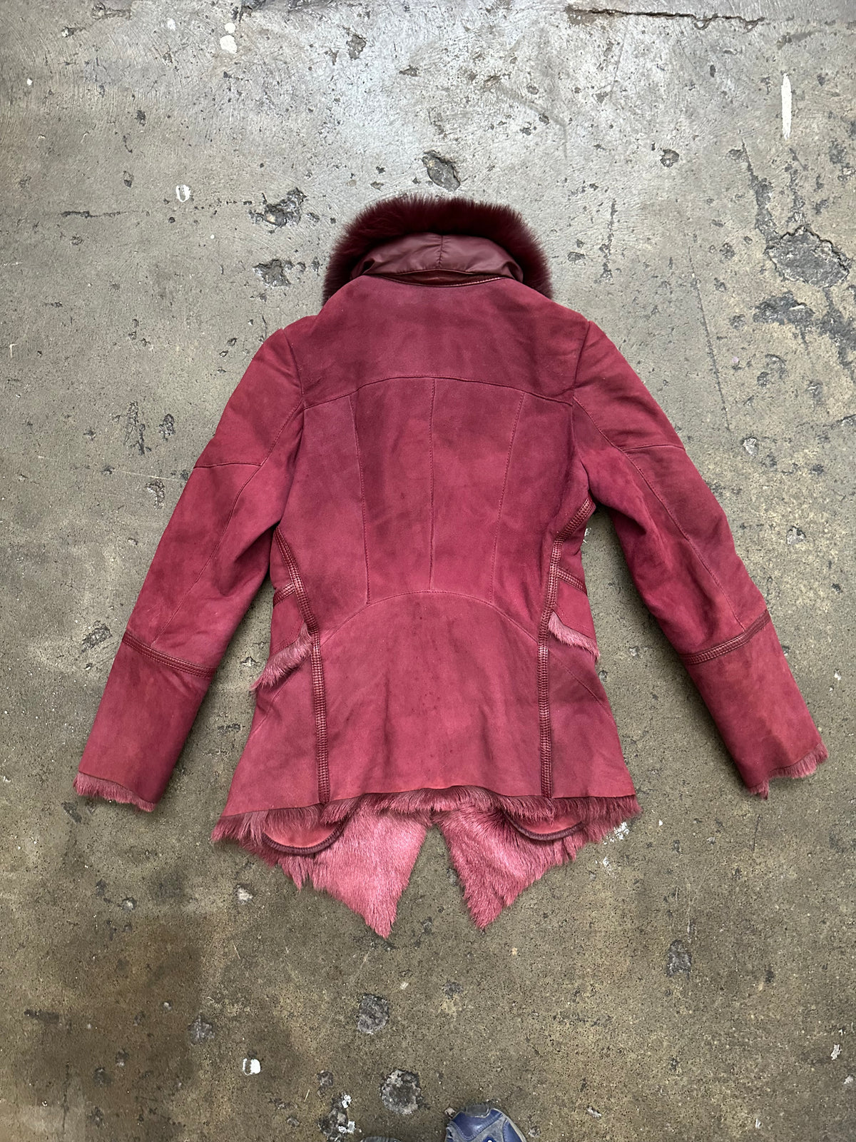 Red Real Fur & Suede Coat - S