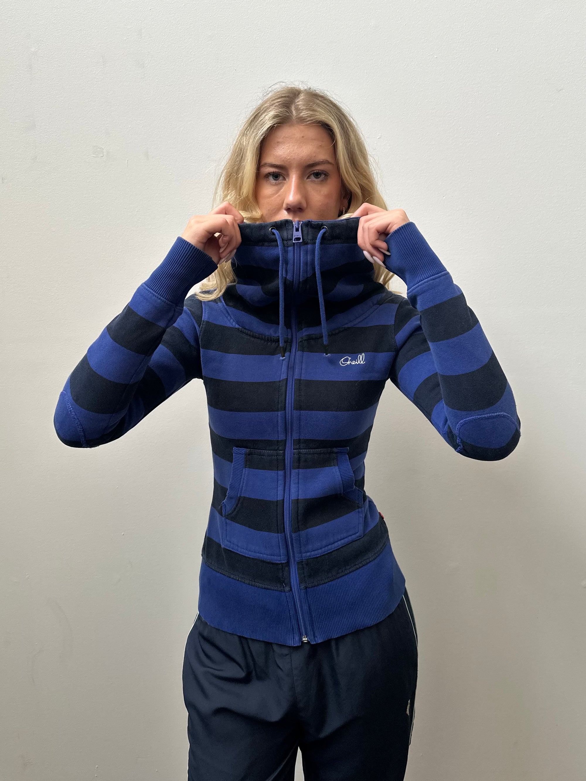 O’neil Blue & Black Stripe Zip Up - Size XS
