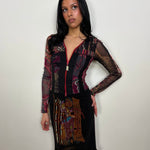 Save The Queen Black & Multicoloured Printed Mesh Dress - Size M