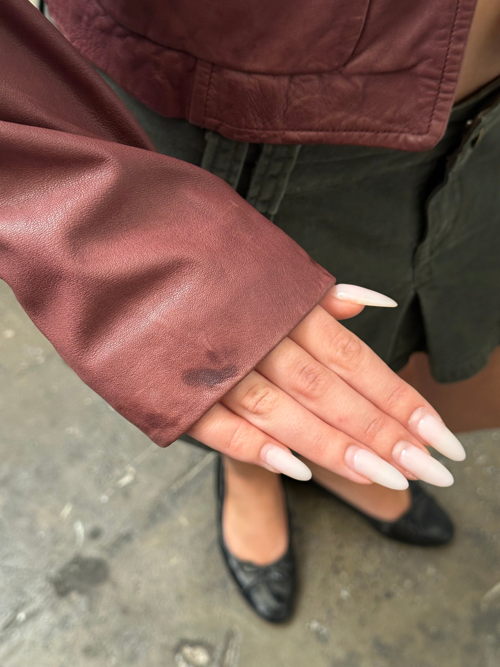 Burgundy Soft Leather Jacket - Size S
