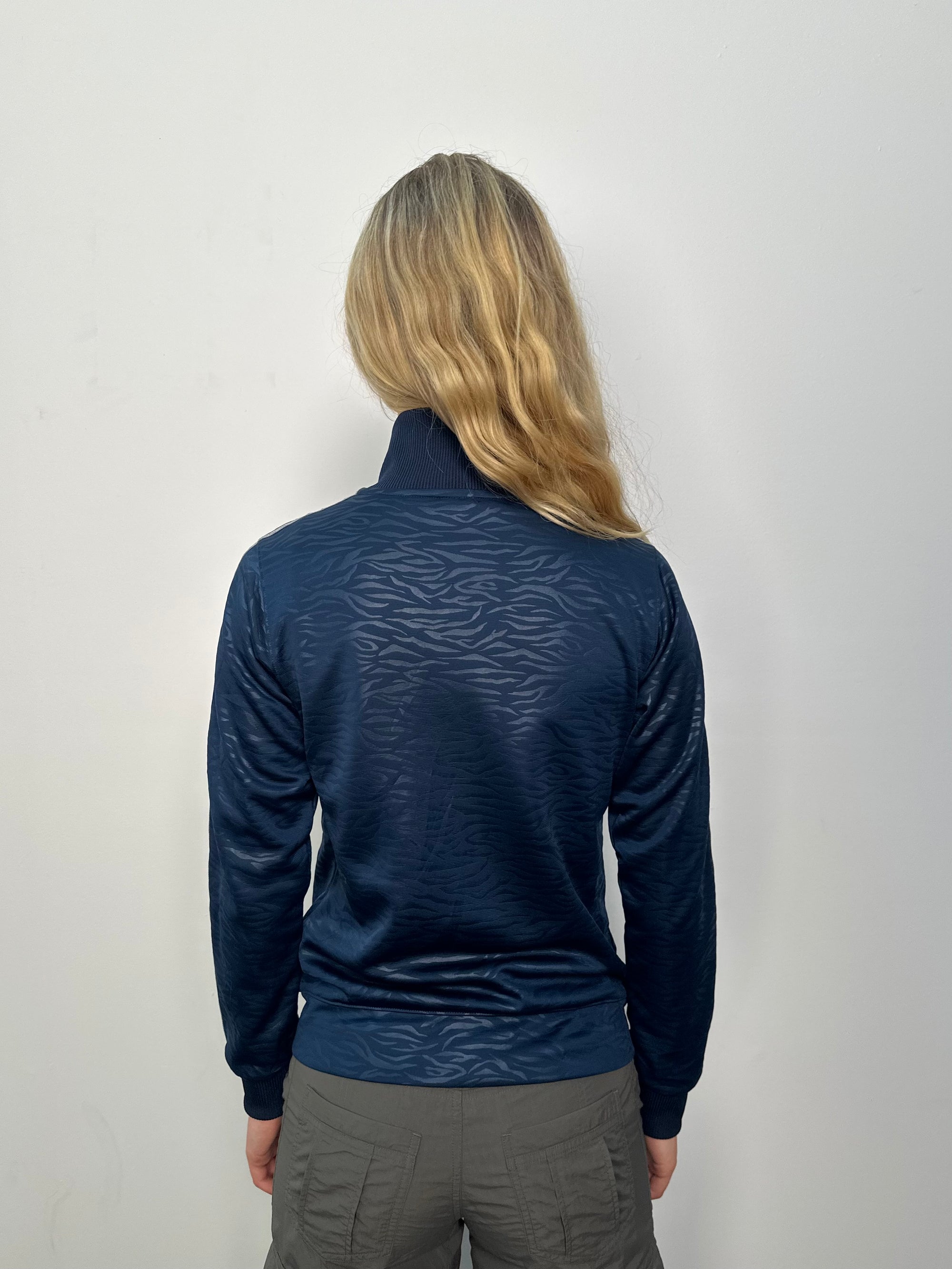 Adidas Patterned Navy Zip Up - Size S
