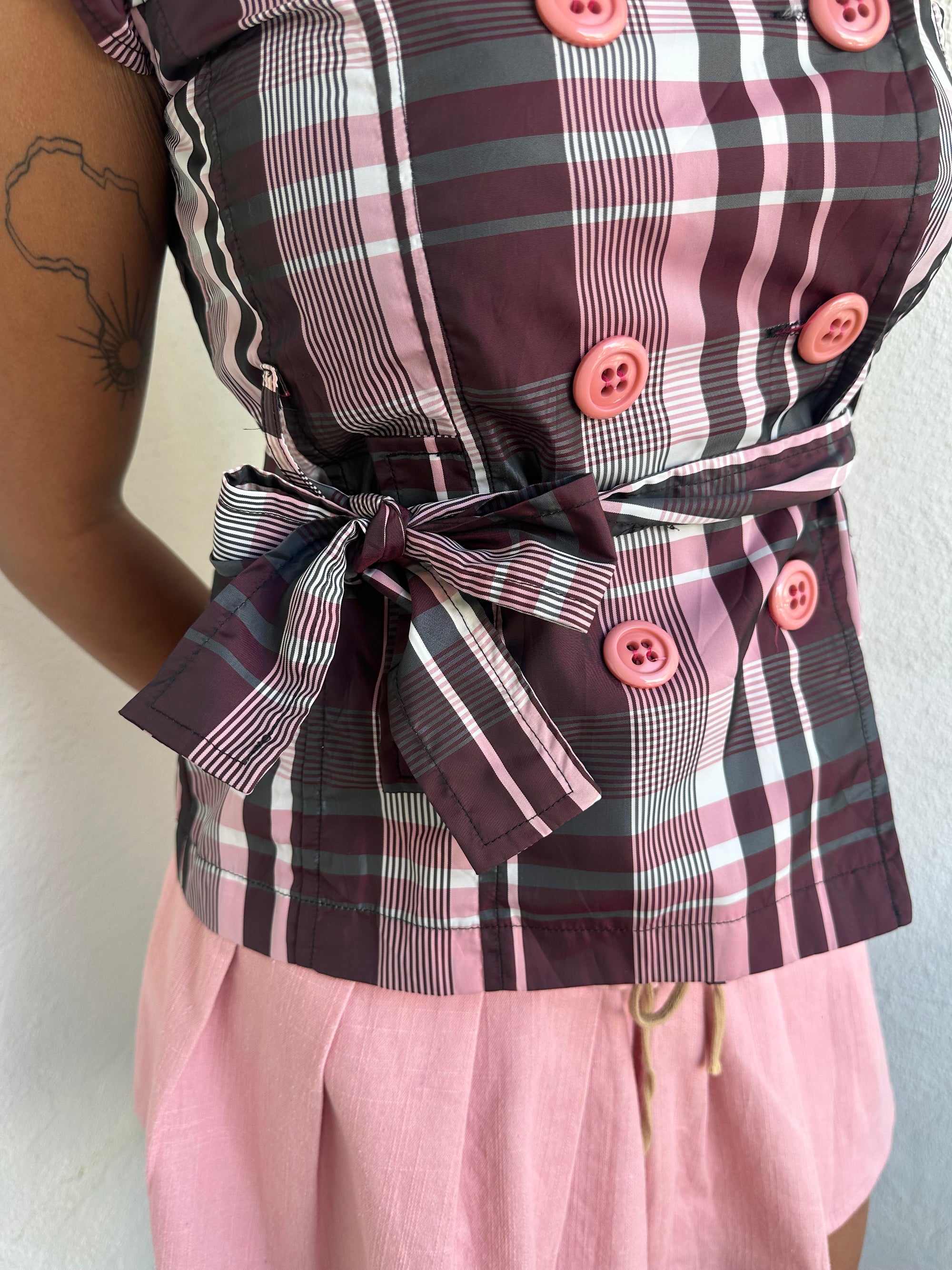 Pink & Purple Tartan Double Breasted Shirt