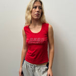 Bebe Red Graphic Tank Top - Size L