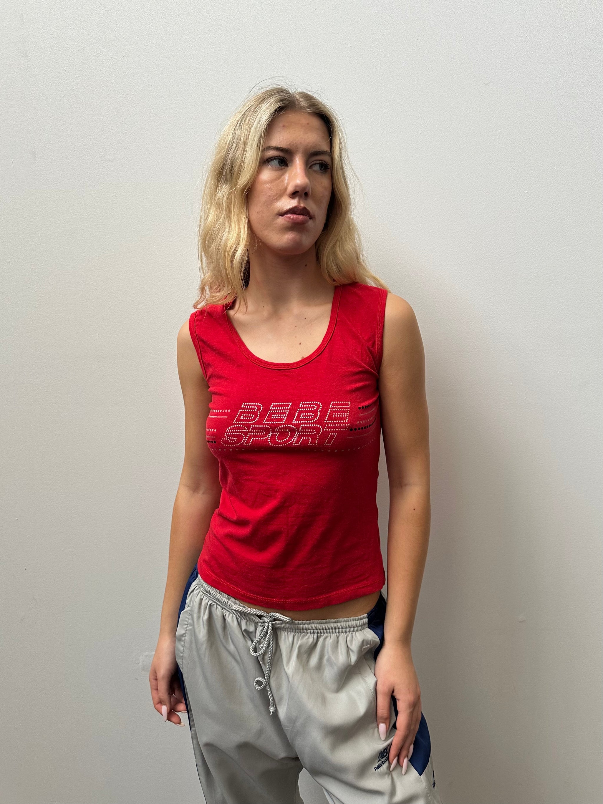 Bebe Red Graphic Tank Top - Size L