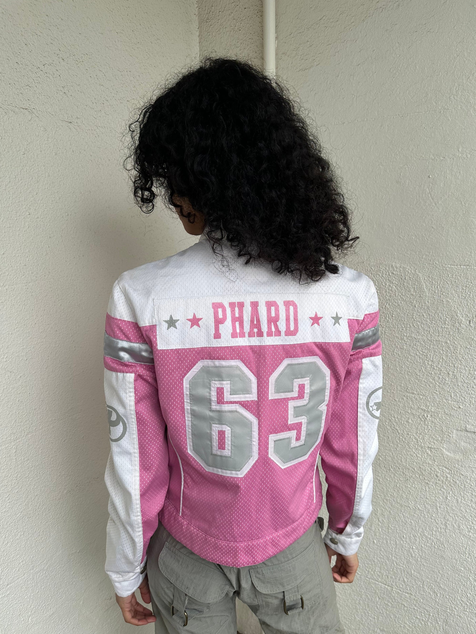 00s Phard Pink & White Motorcycle Style Jacket - Size S