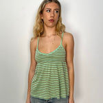 Green & Brown Striped Cami Top - Size S