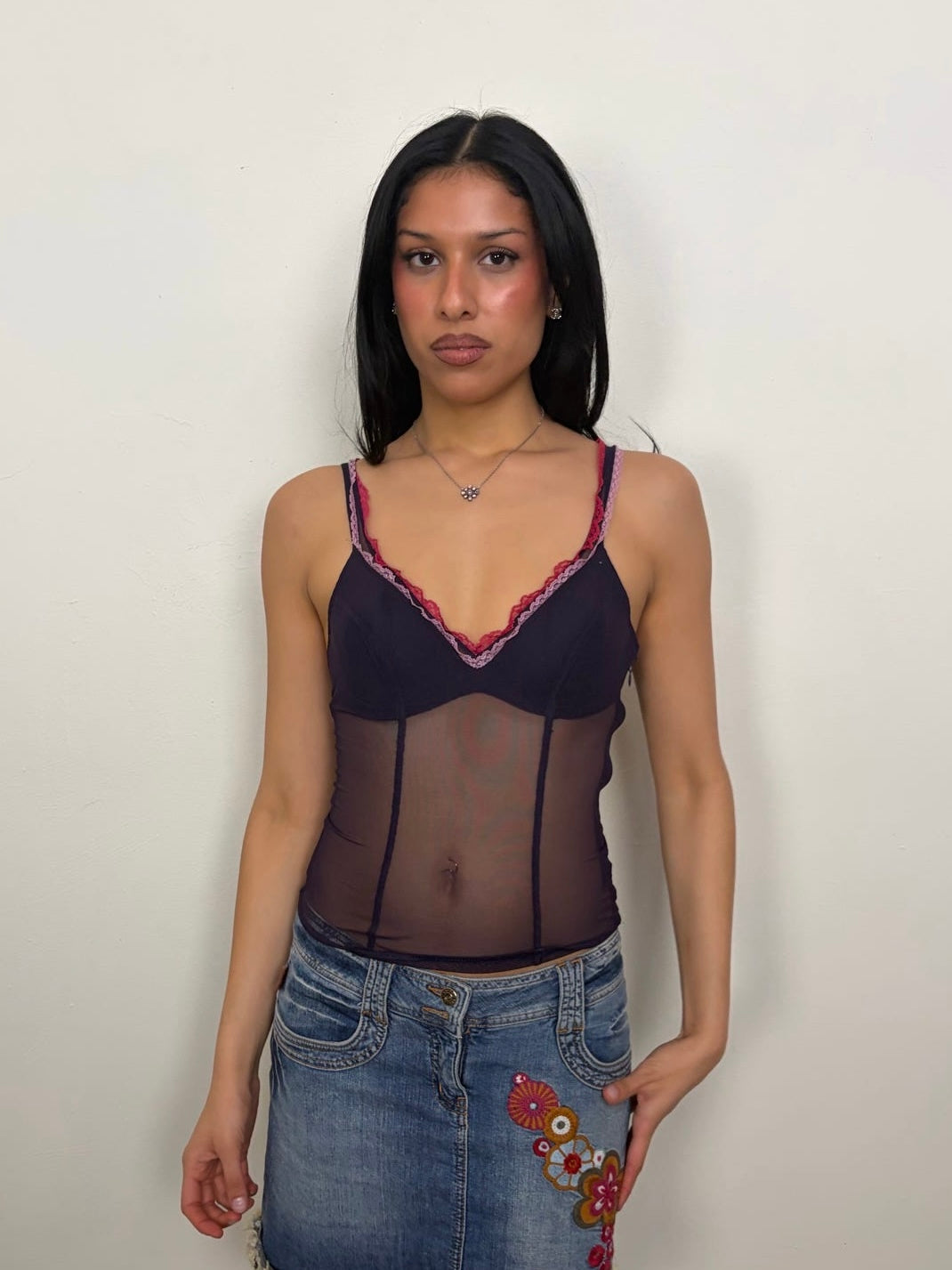 Intimisssi Purple Mesh Corset Cami Top - Size S