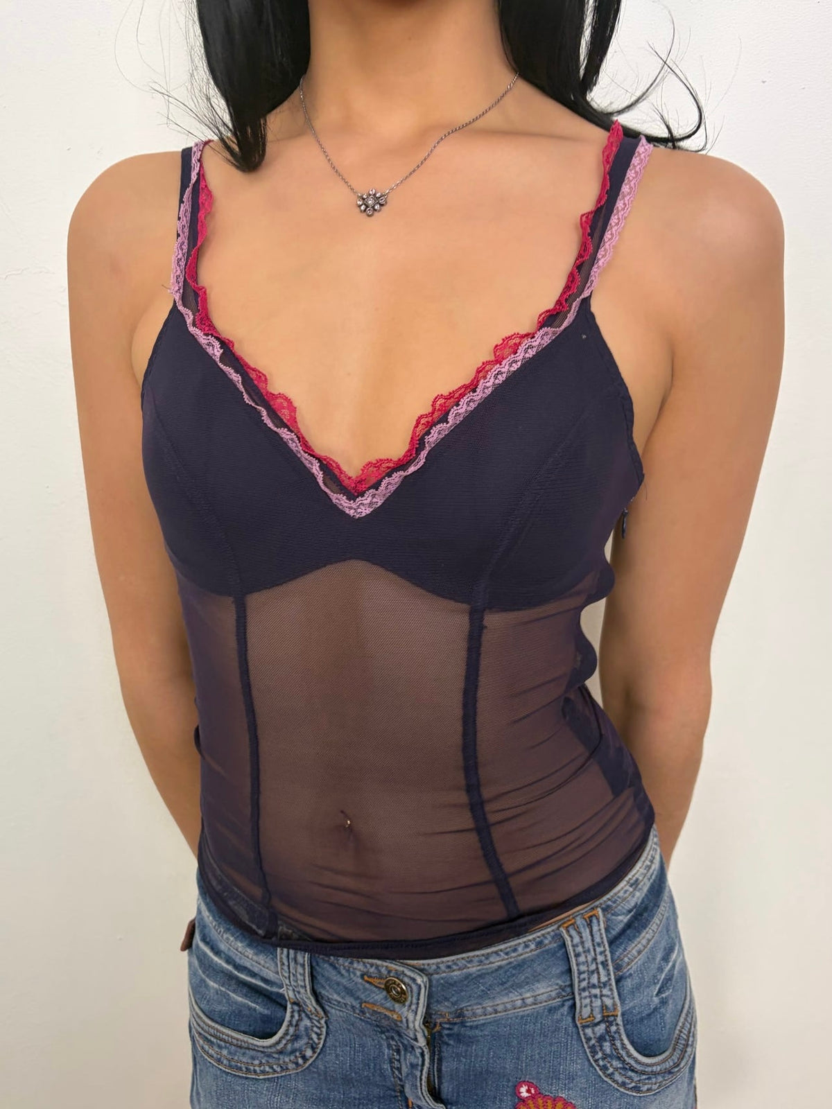 Intimisssi Purple Mesh Corset Cami Top - Size S
