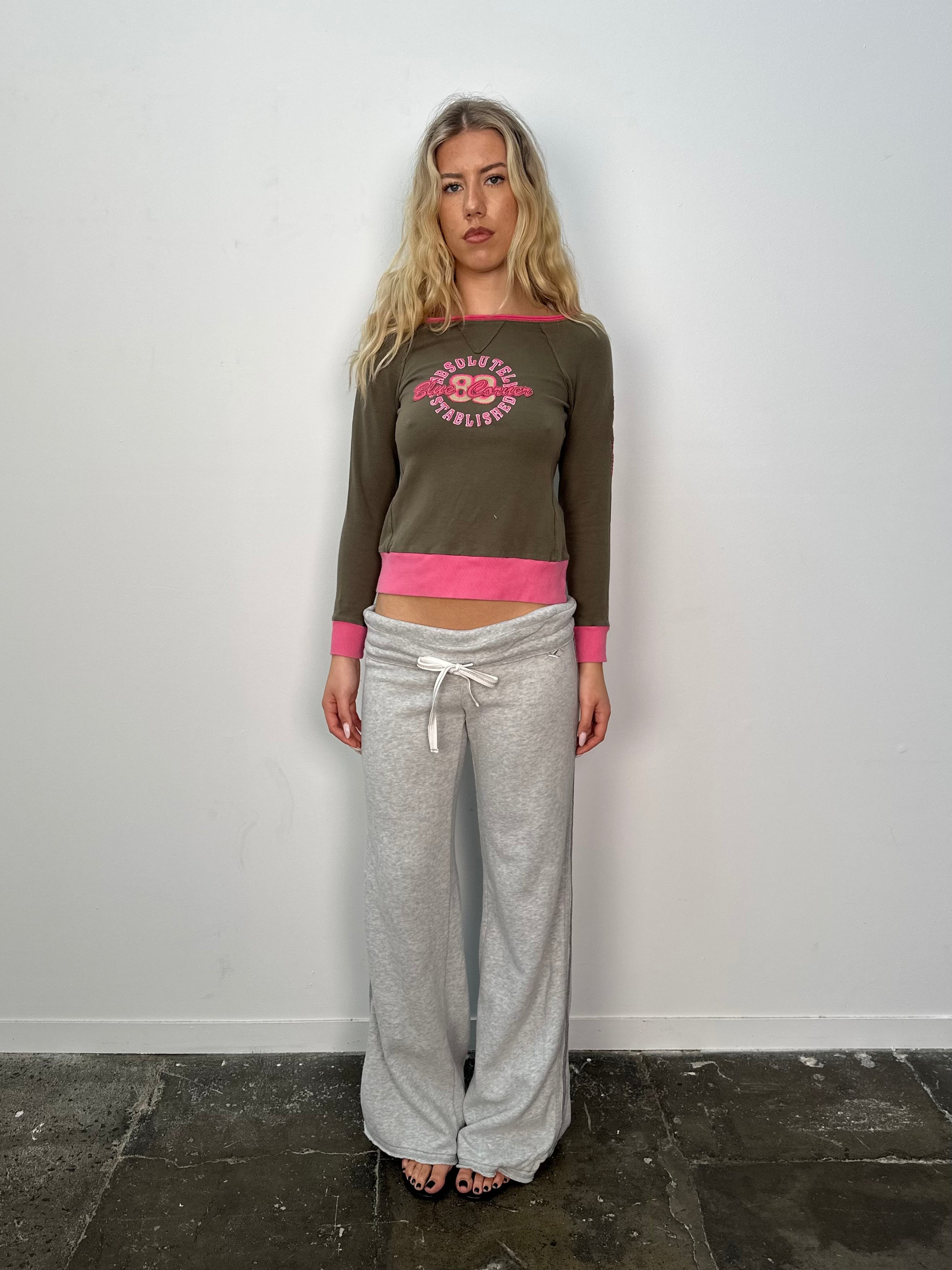 Holister Grey Foldover Track Pants - Size L