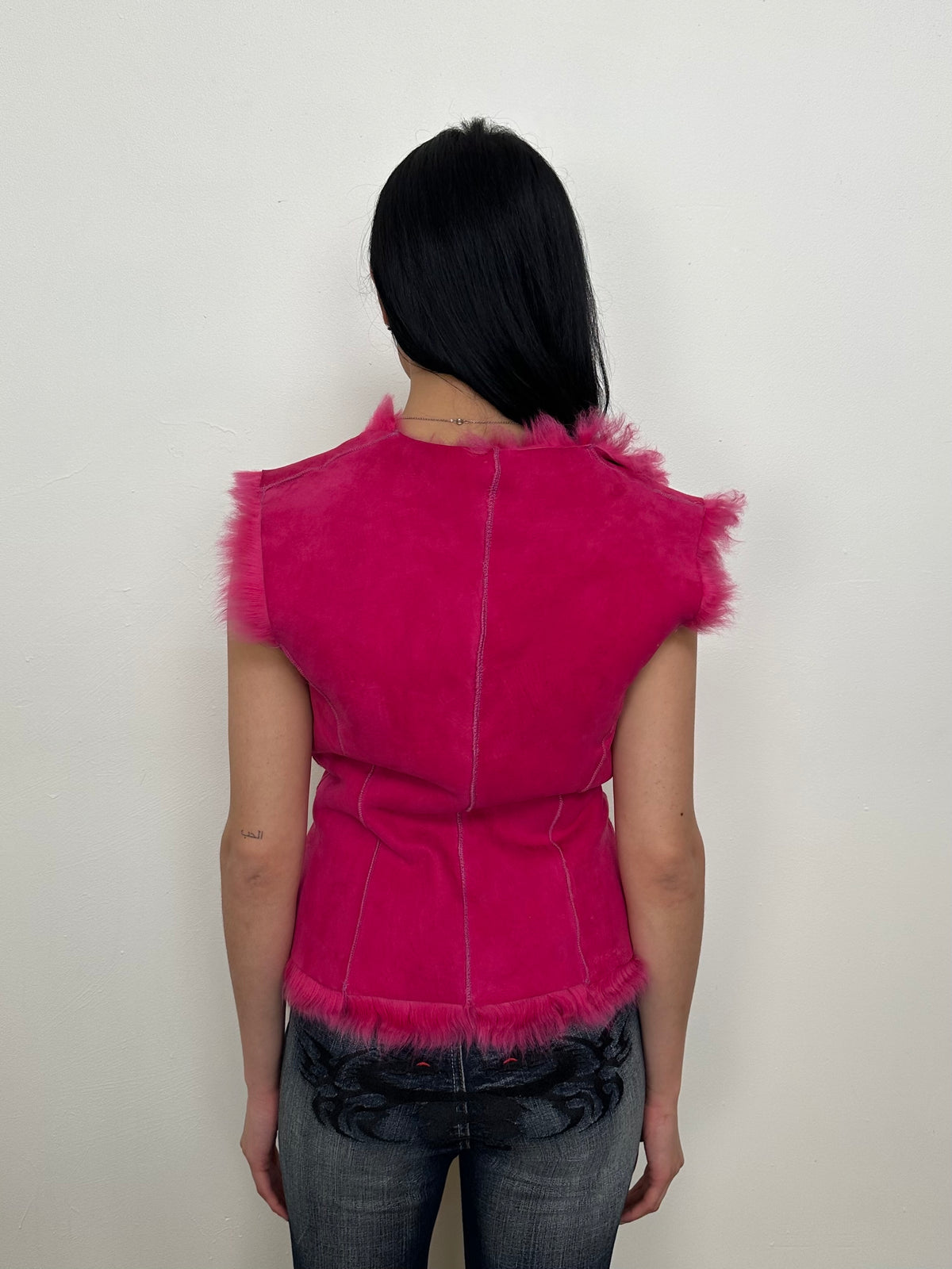 Hot Pink Faux Fur Gilet - Size M