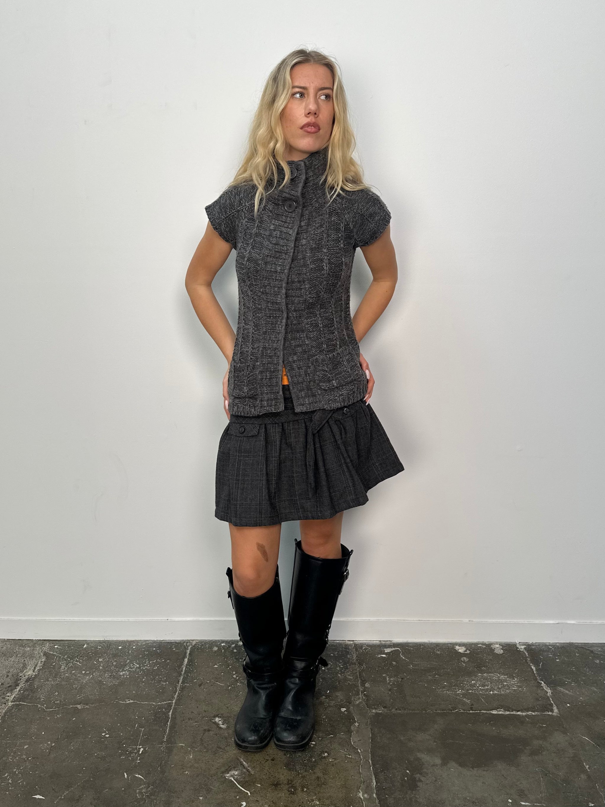 Charcoal Grey Button Top Cardigan -Size S