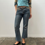 Embroidered Belt Lowrise Bootcut Jeans - Size S