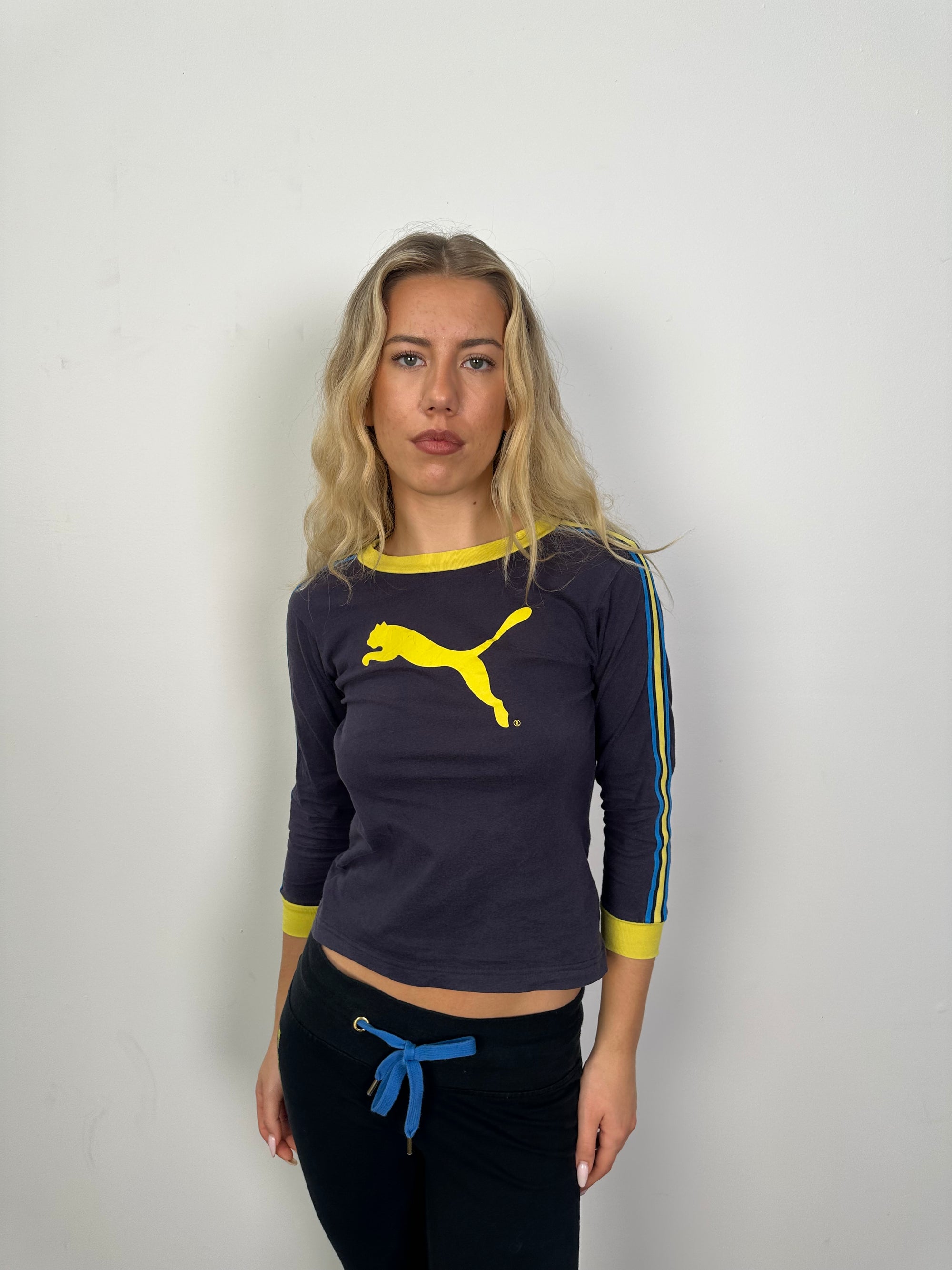 Puma Navy & Yellow 3/4 Sleeve - Size S