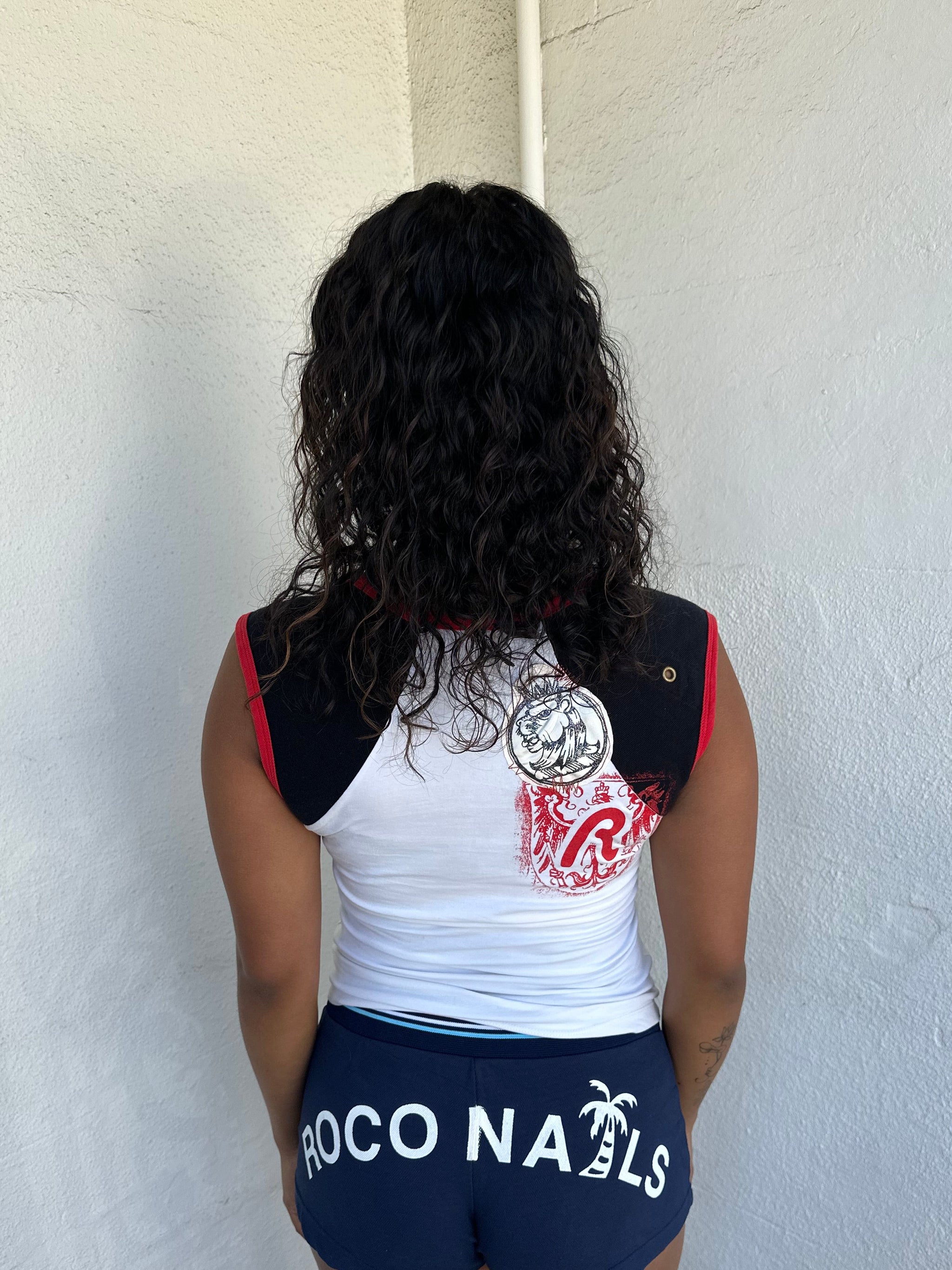 White Graphic Cheerleader Tank Top - Size M