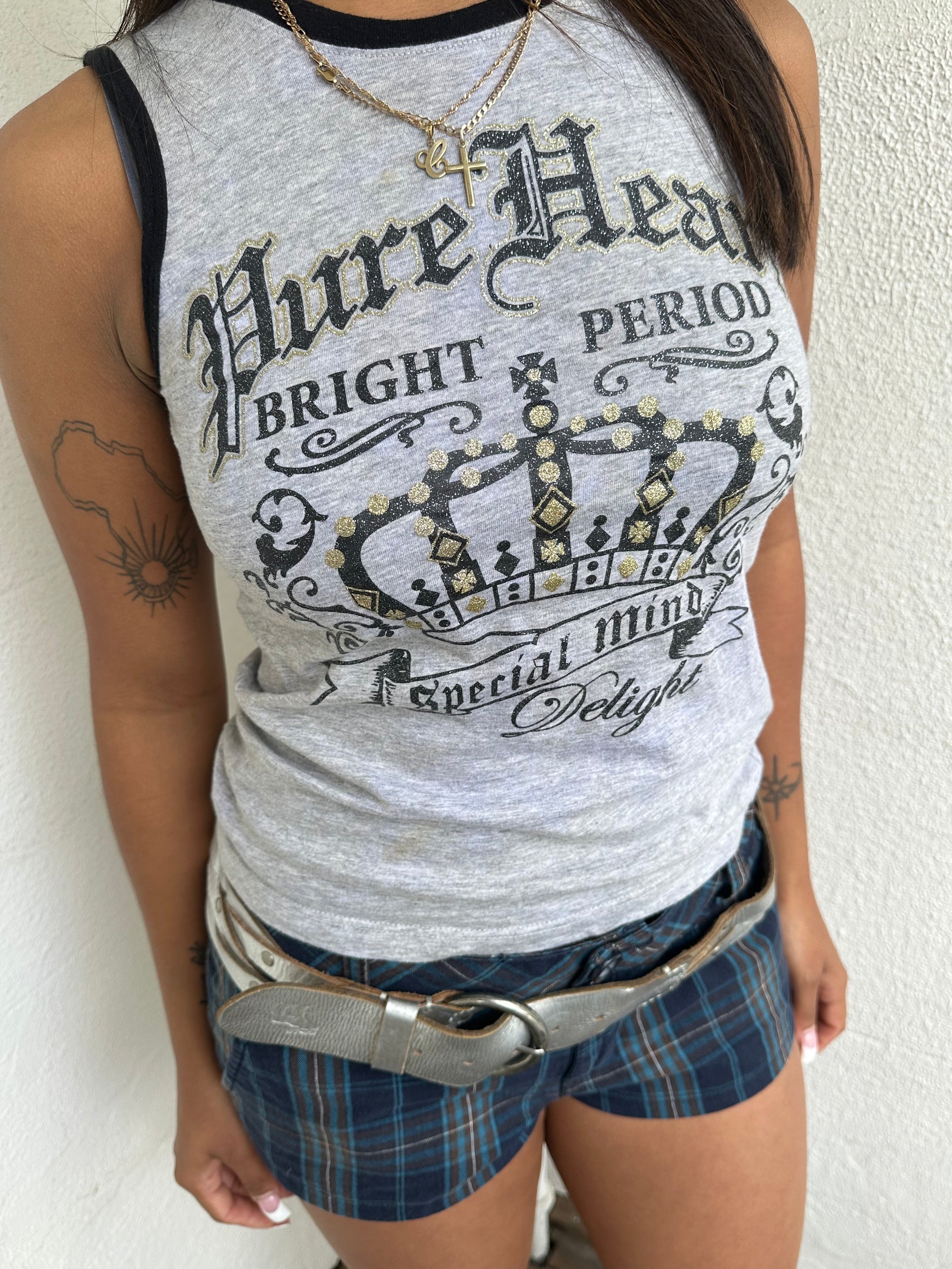 Grey Graphic Print Tank Top