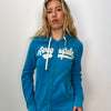 Aeropostale Blue and White Zip Up Hoodie - Size M