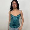 Teal Mesh Panelled Cami Top - Size S