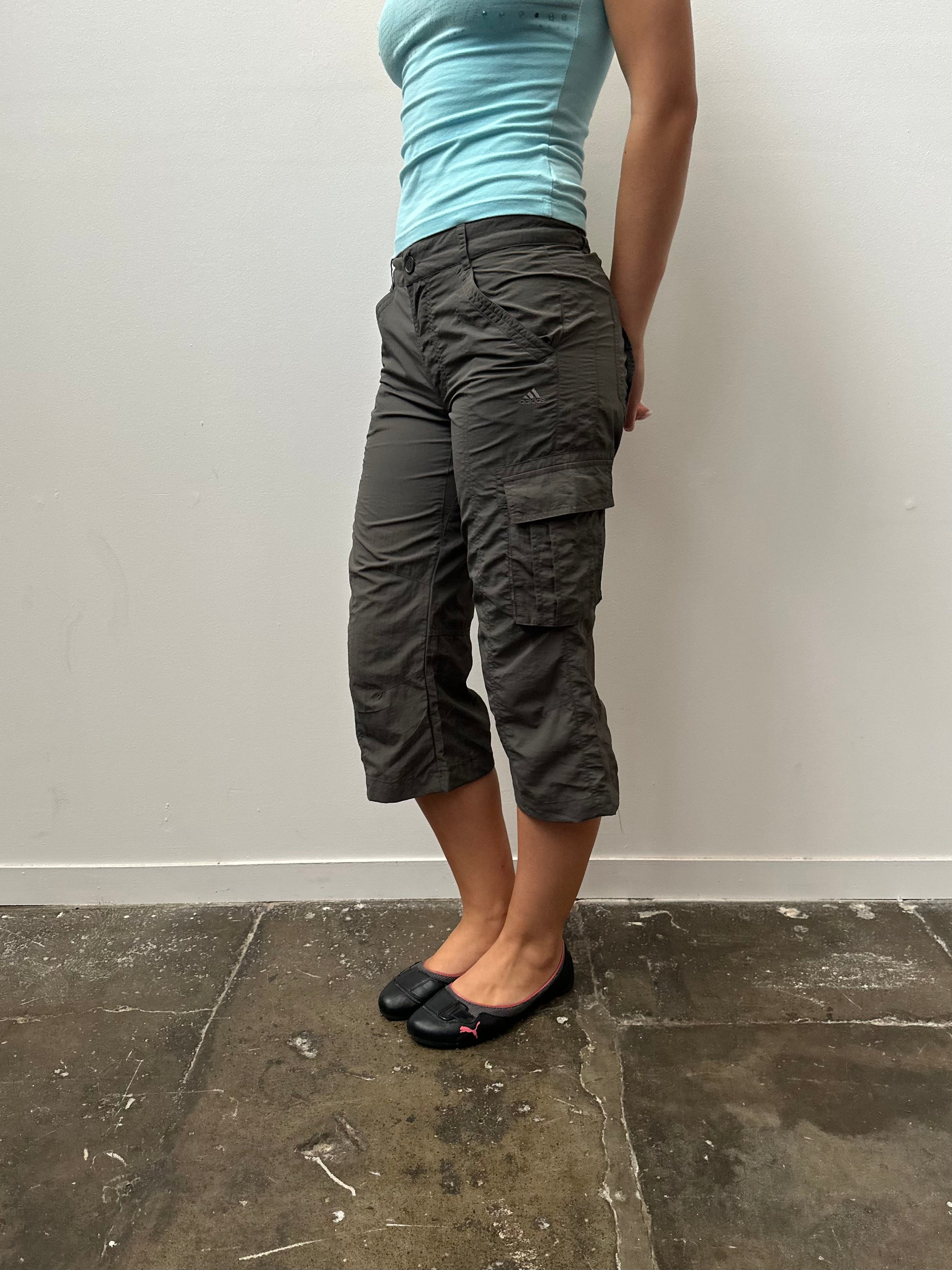 Adidas Grey Capri Cargo Pants - Size S