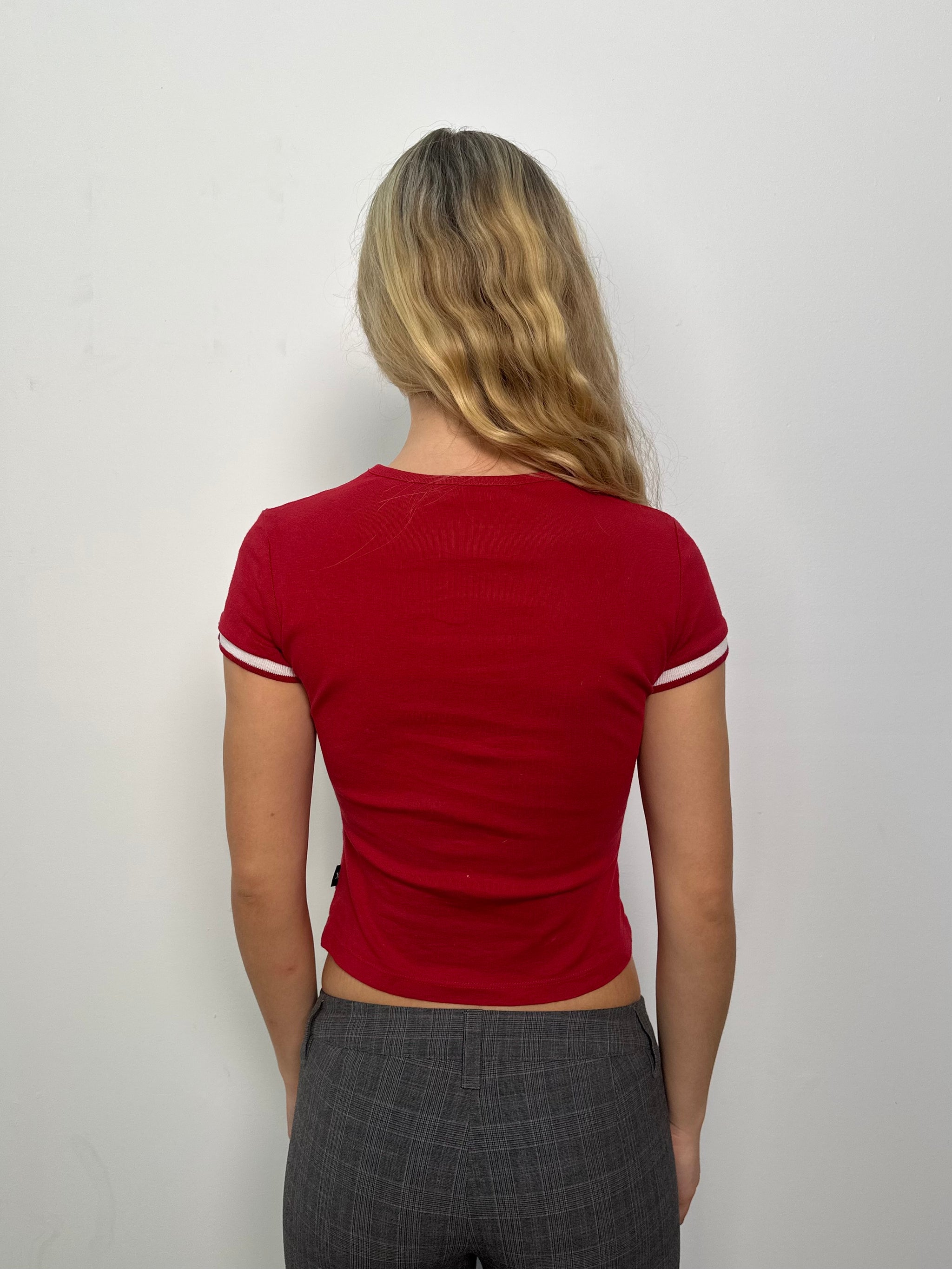 Red Graphic 'One More Time Baby" Baby-T - Size S