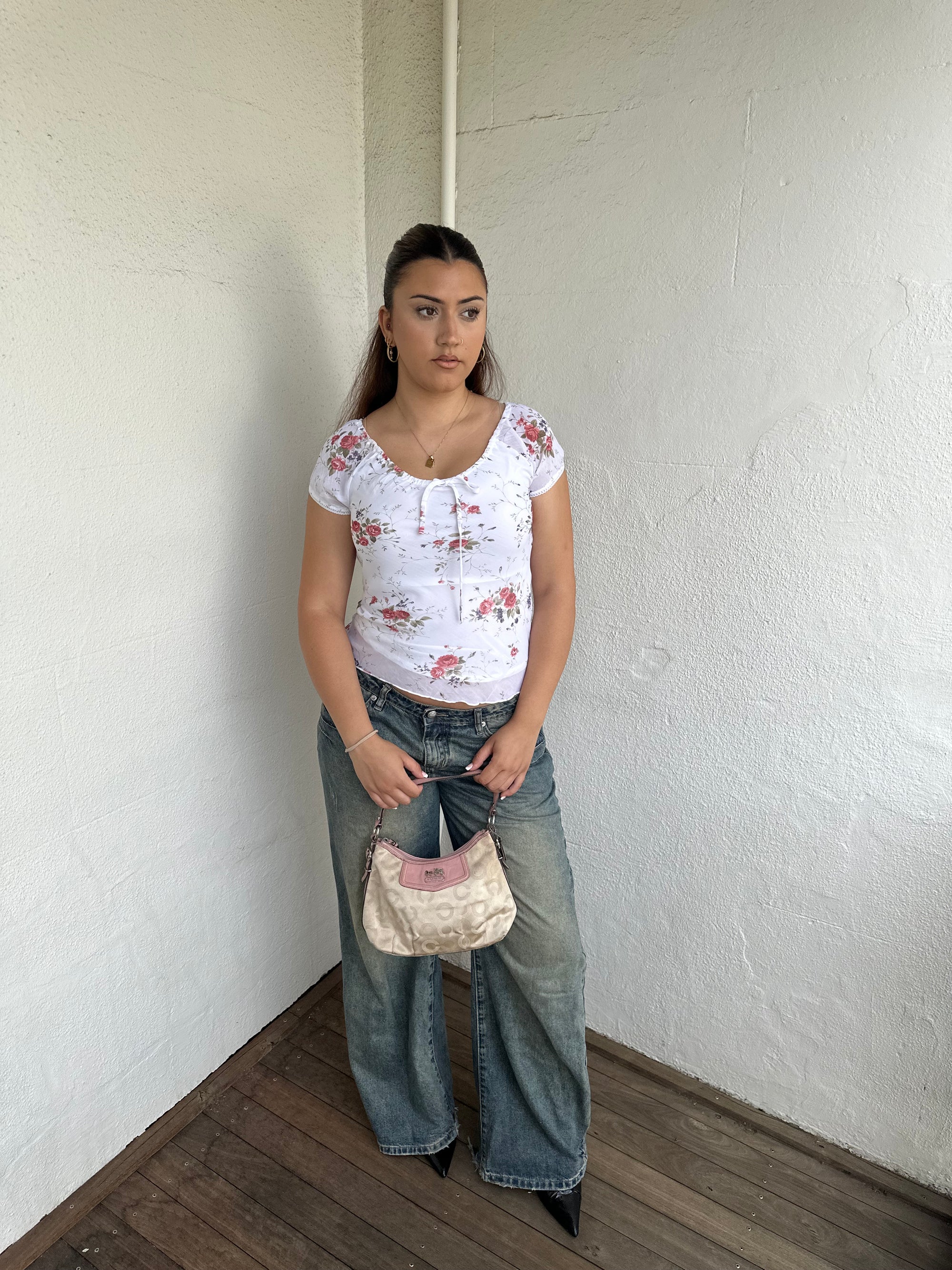 Vintage Coach Cream Monogram Mini Bag