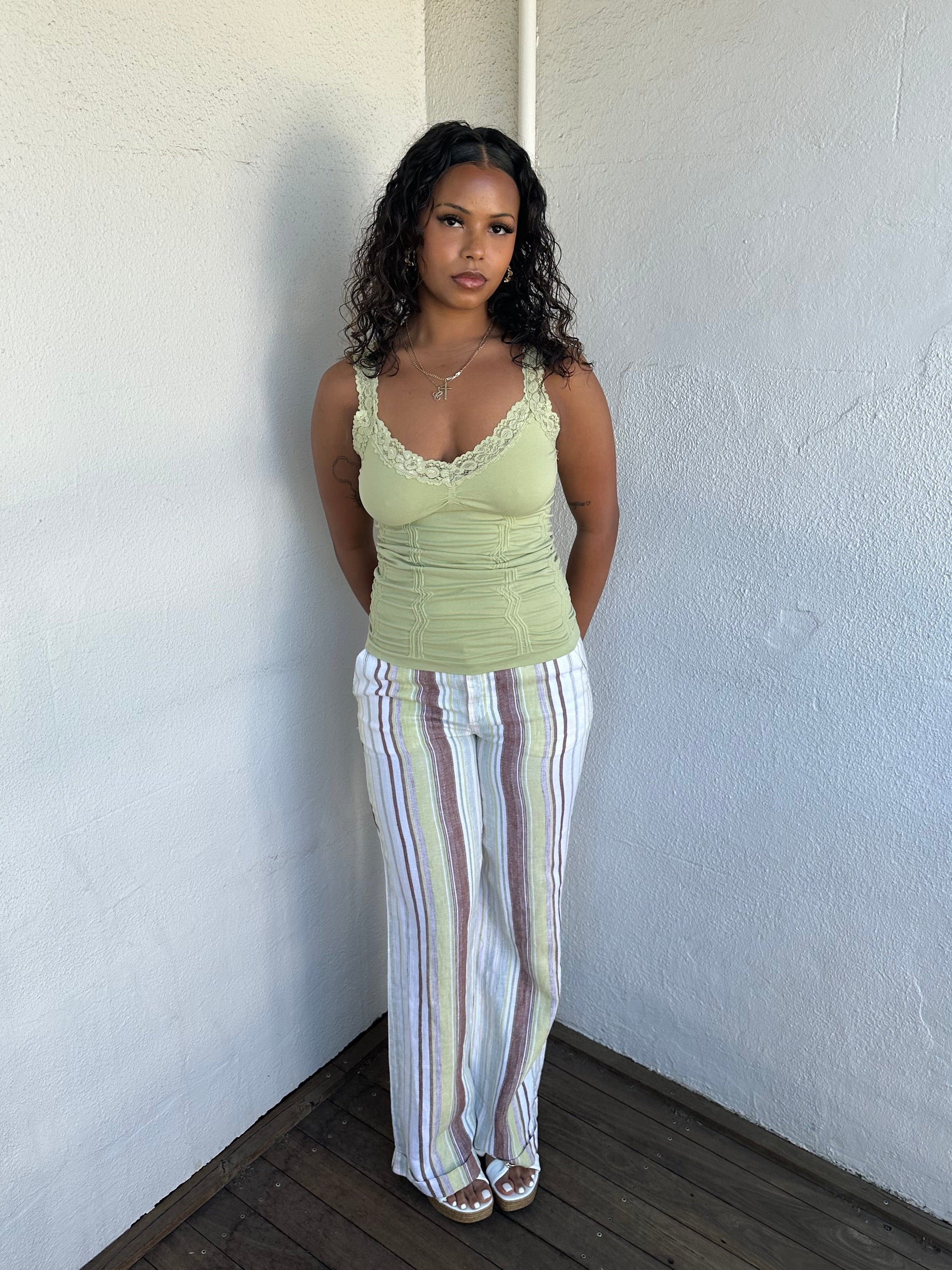 Pastel Green Lace Strap Cami - Size M