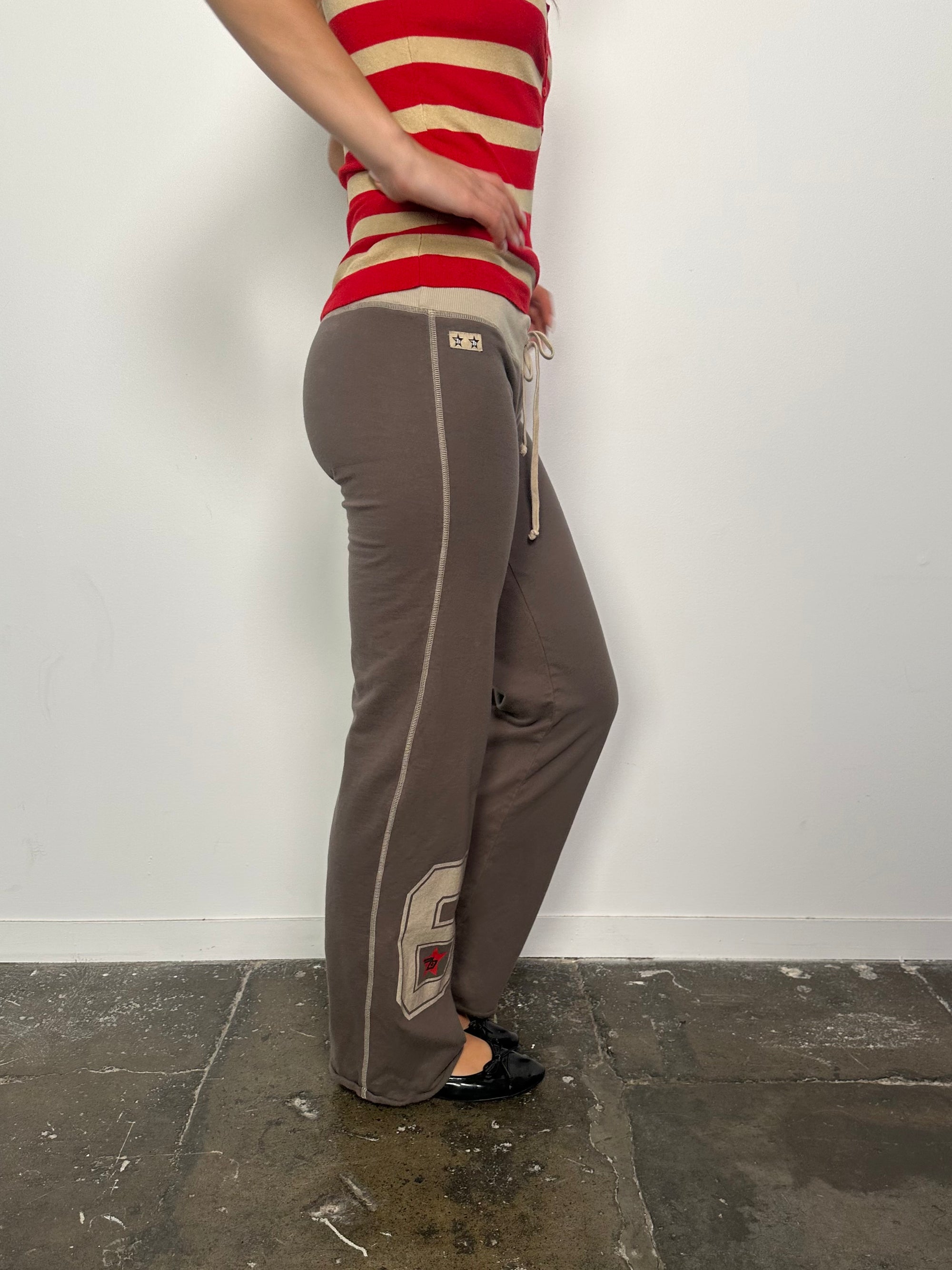 Grey Graphic Print Flared Track Pants - Size M
