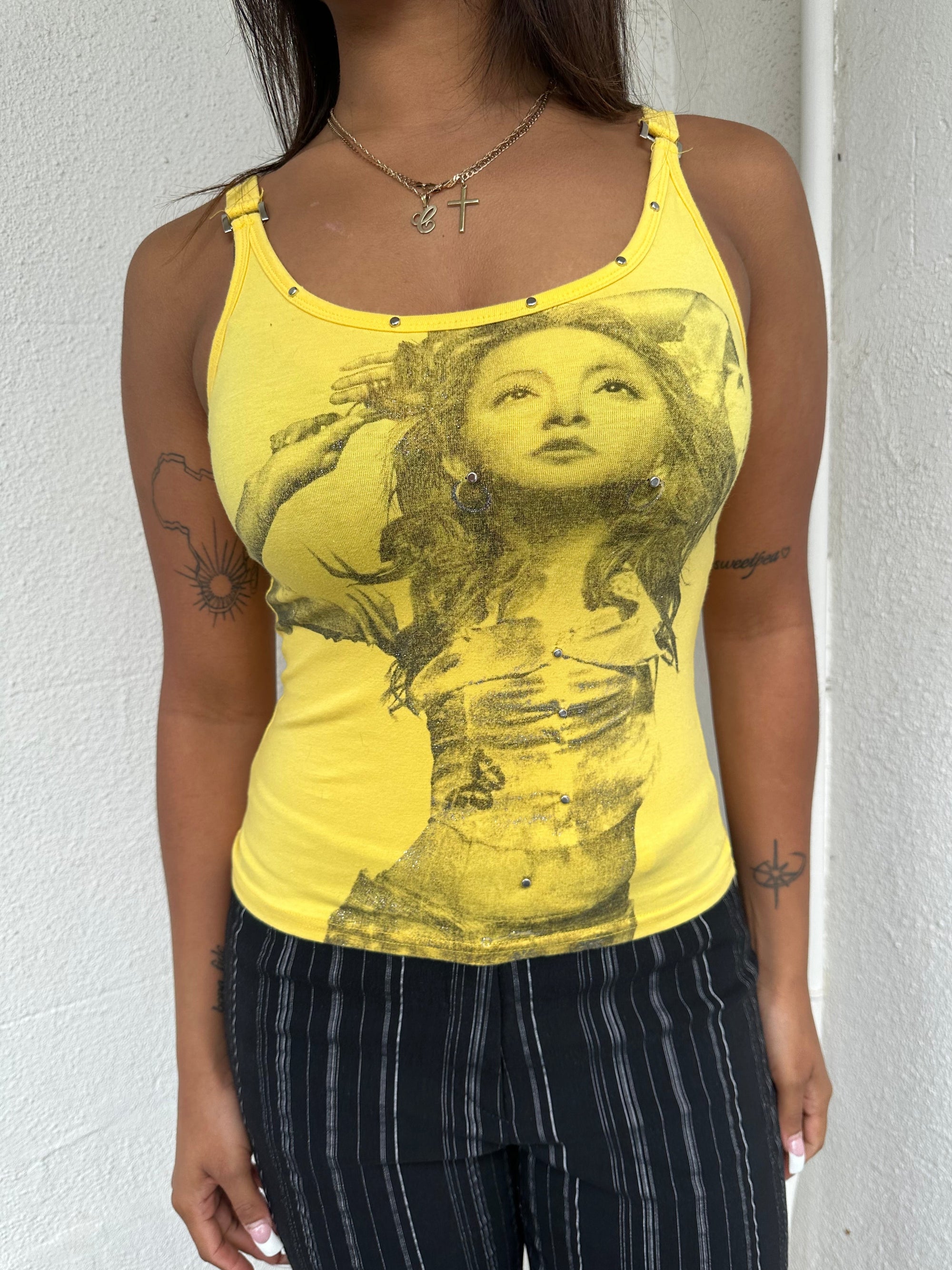 Yellow Graphic Print Cami Top - Size S