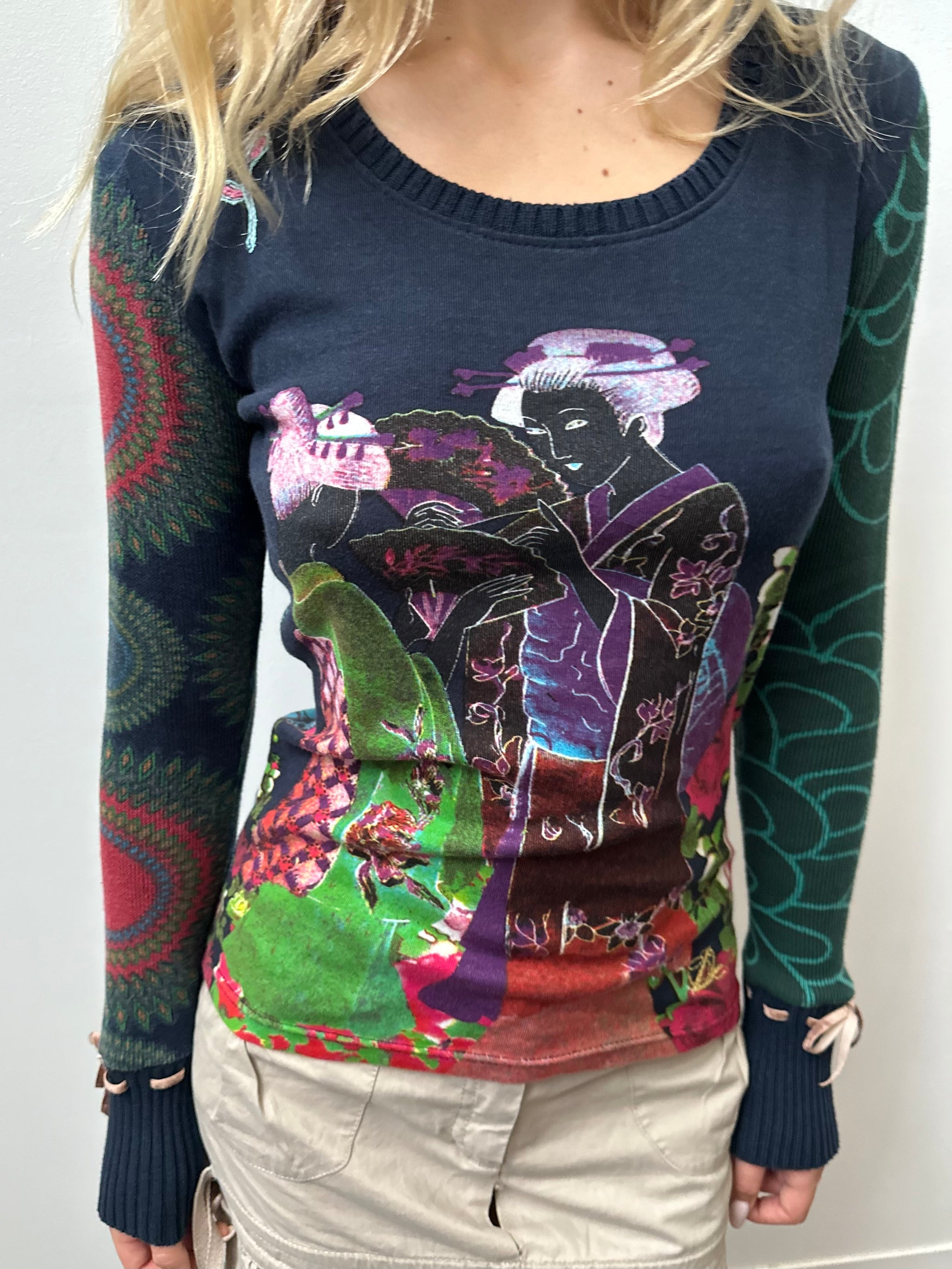 Desigual Multicoloured Graphic Top - Size M