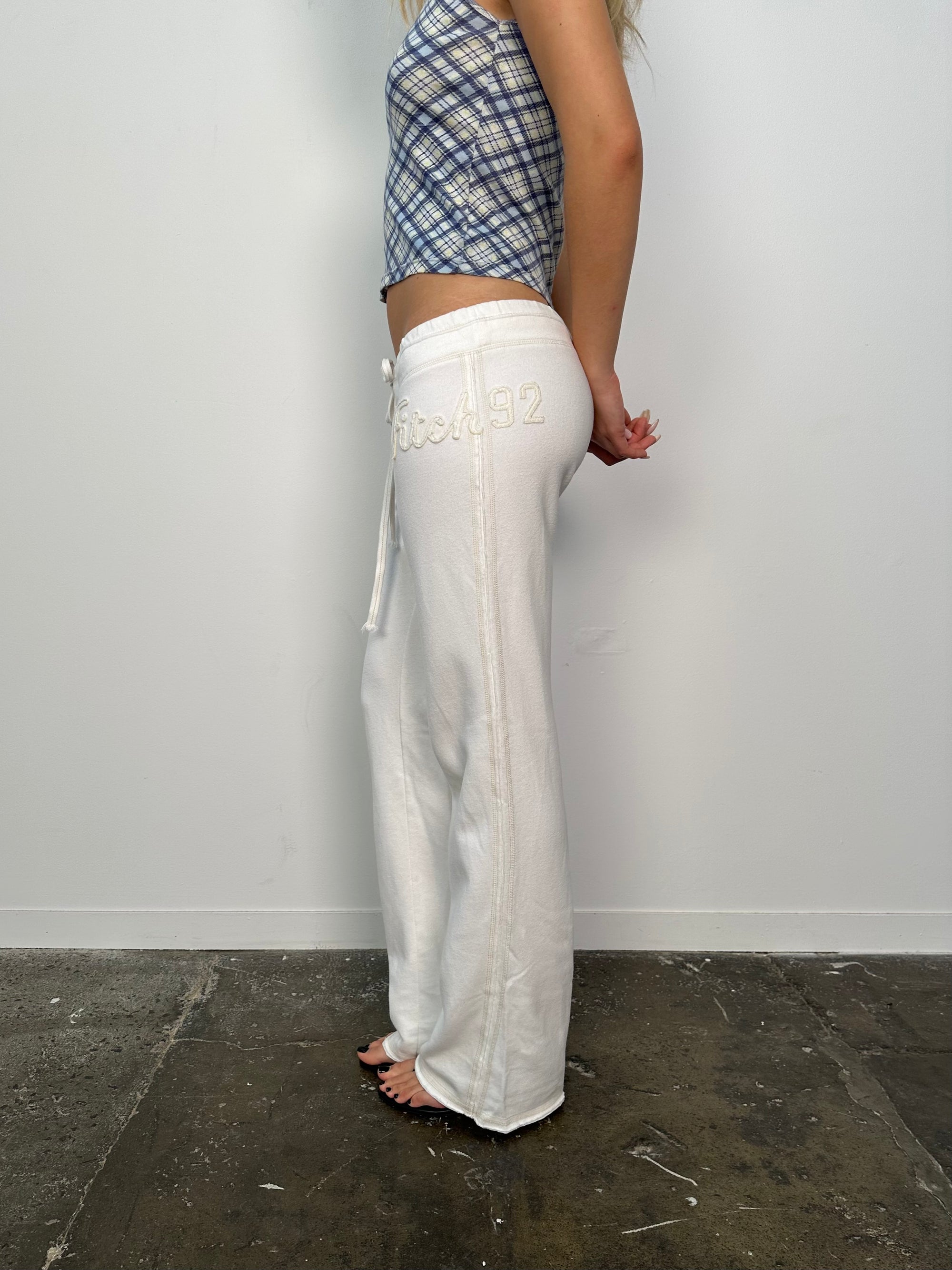 Abercrombie & Fitch White Flared Track Pants - Size M