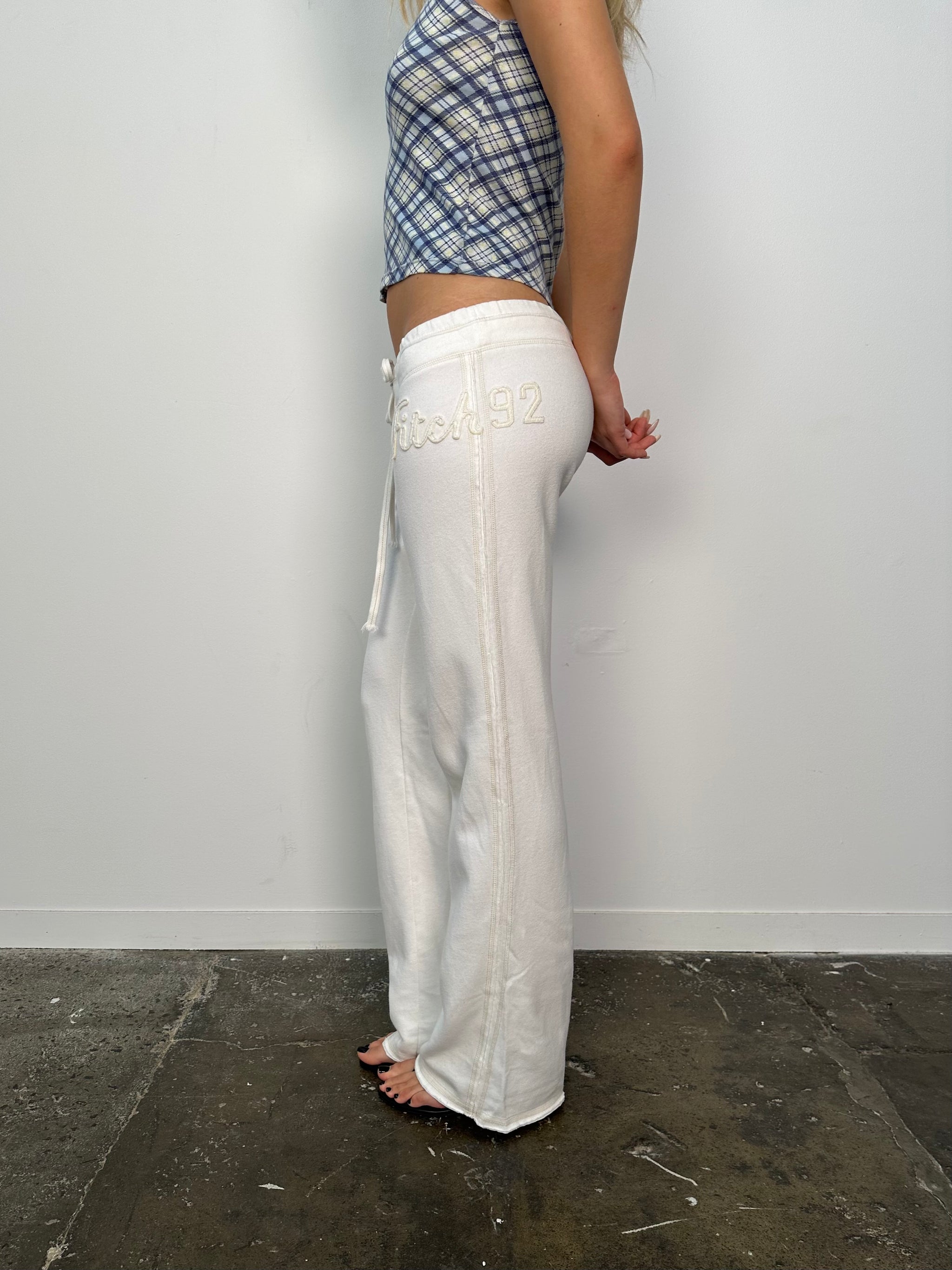 Abercrombie & Fitch White Flared Track Pants - Size M