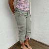 Khaki & Pink Cargo Capri Pants