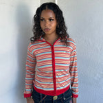 Multi Coloured Stripe Zip Hoodie - Size M