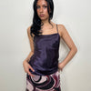 Etam Deep Purple Beaded Satin Cami Top - Size L