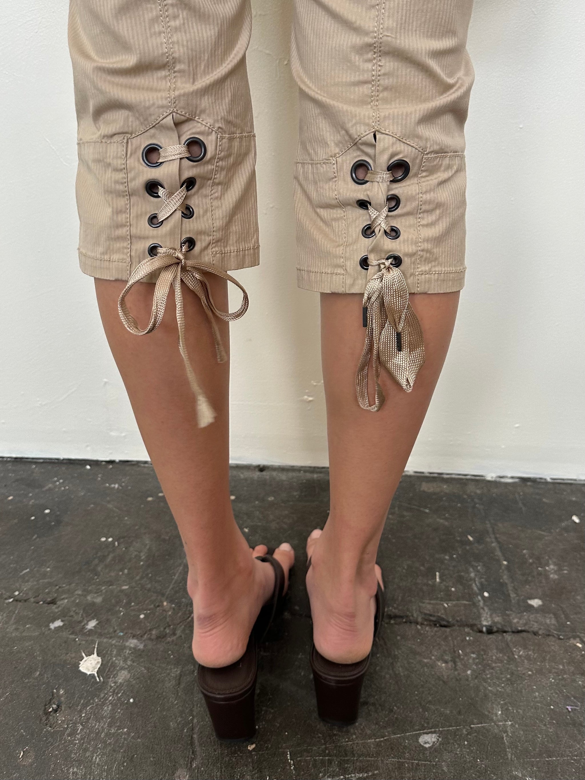 Guess beige Lace Up Detail Capris - Size XS