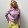 Lilac Collared Leather Jacket - Size M