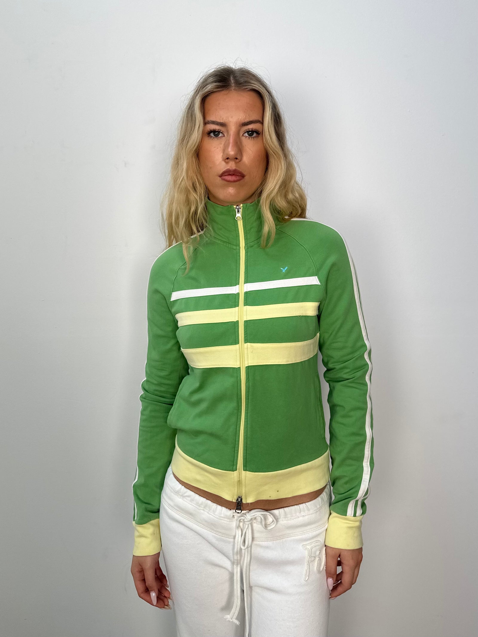 American Eagle Green & Yellow Zip Up - Size M