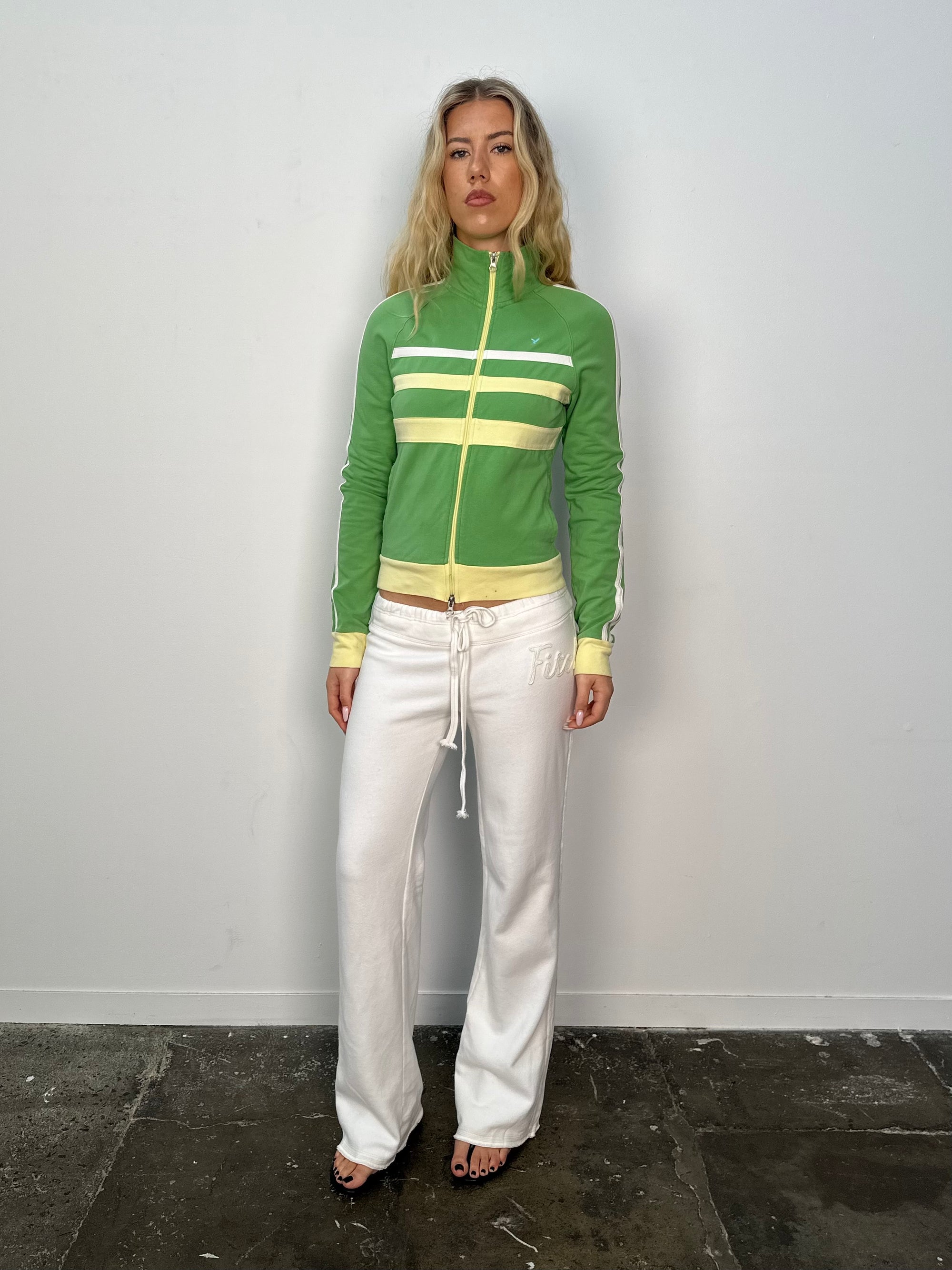 American Eagle Green & Yellow Zip Up - Size M