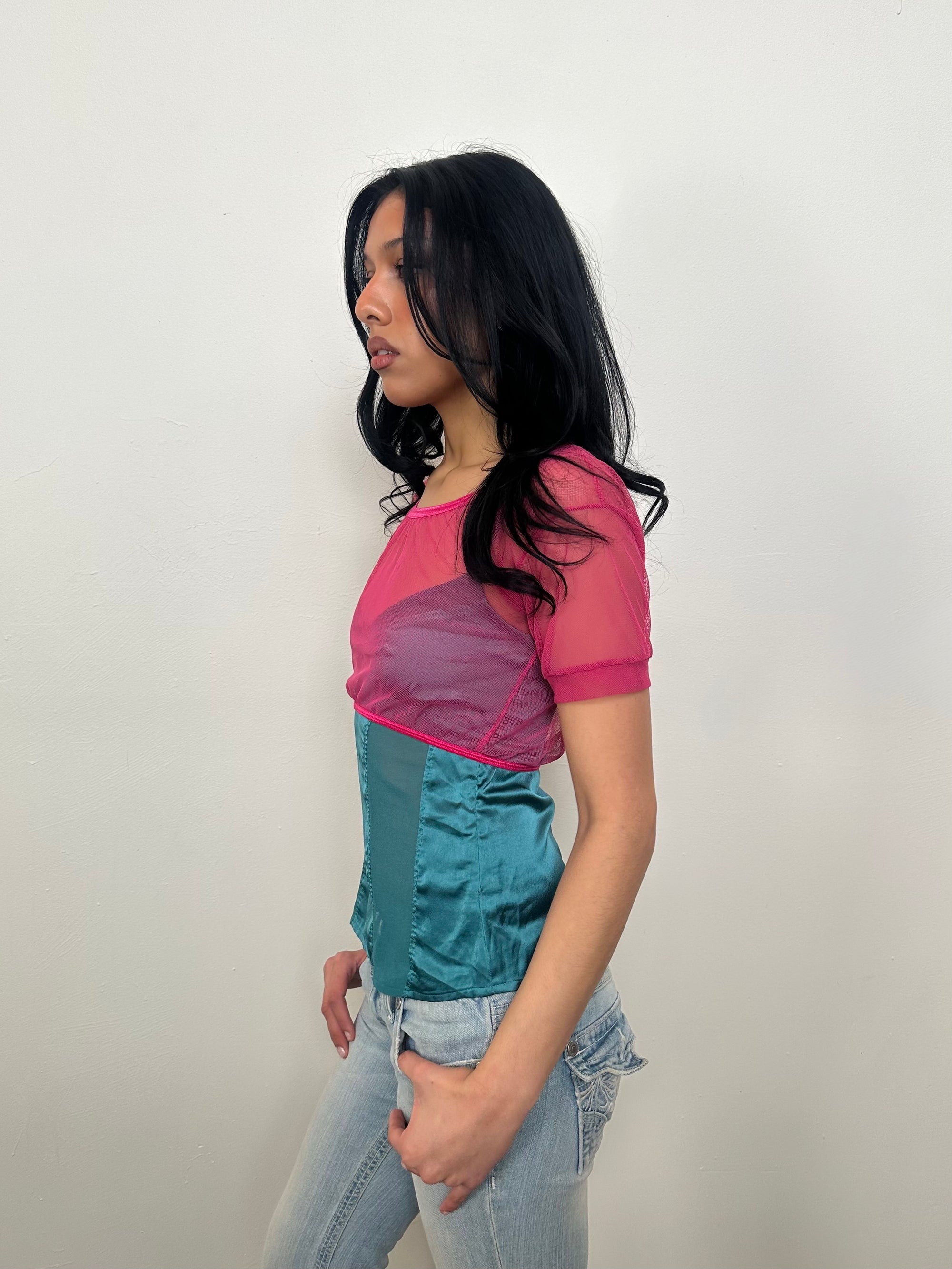 Hot Pink Netted Micro Crop - Size S