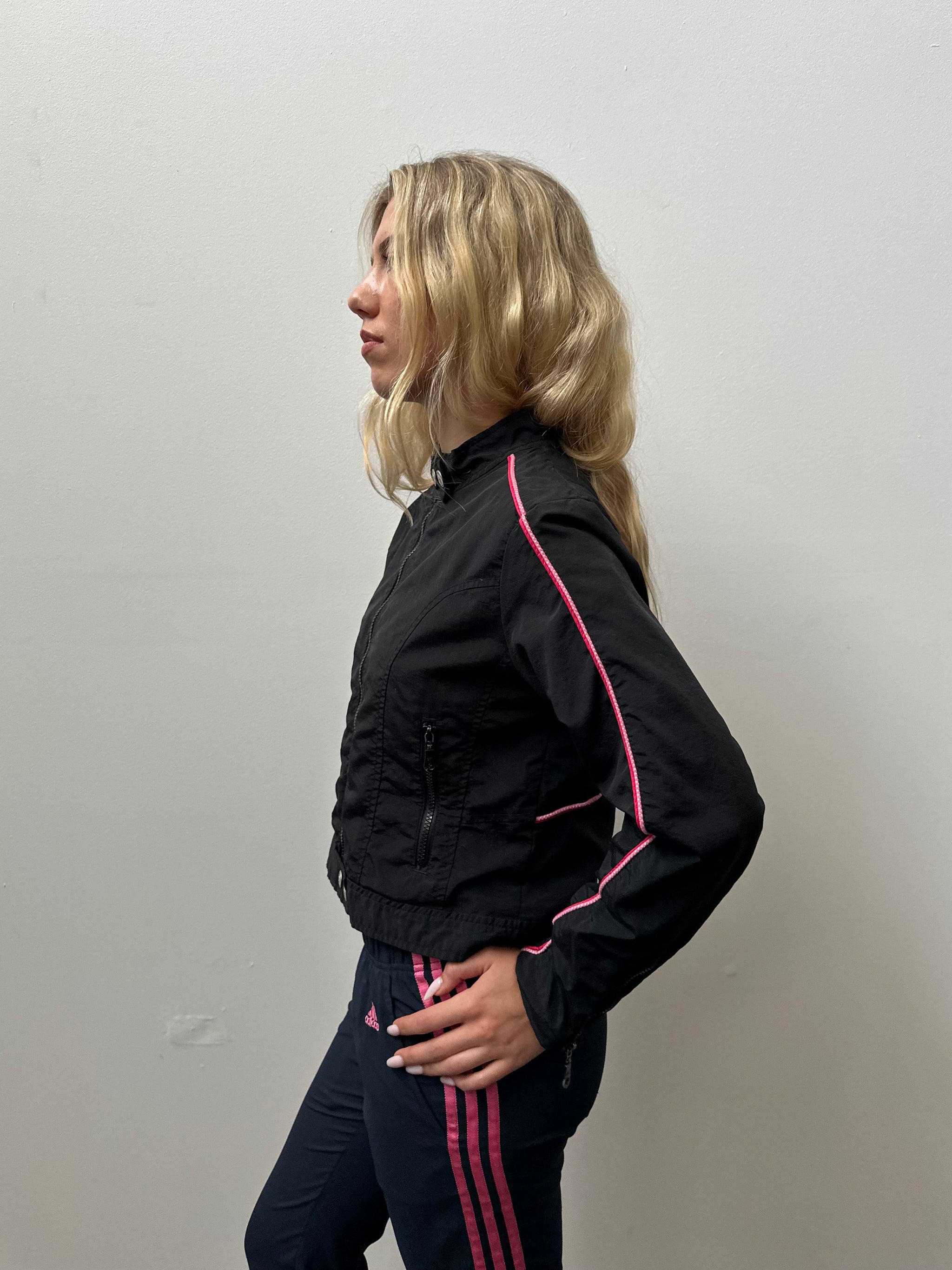 Black & Pink Star Windbreaker Jacket - Size S