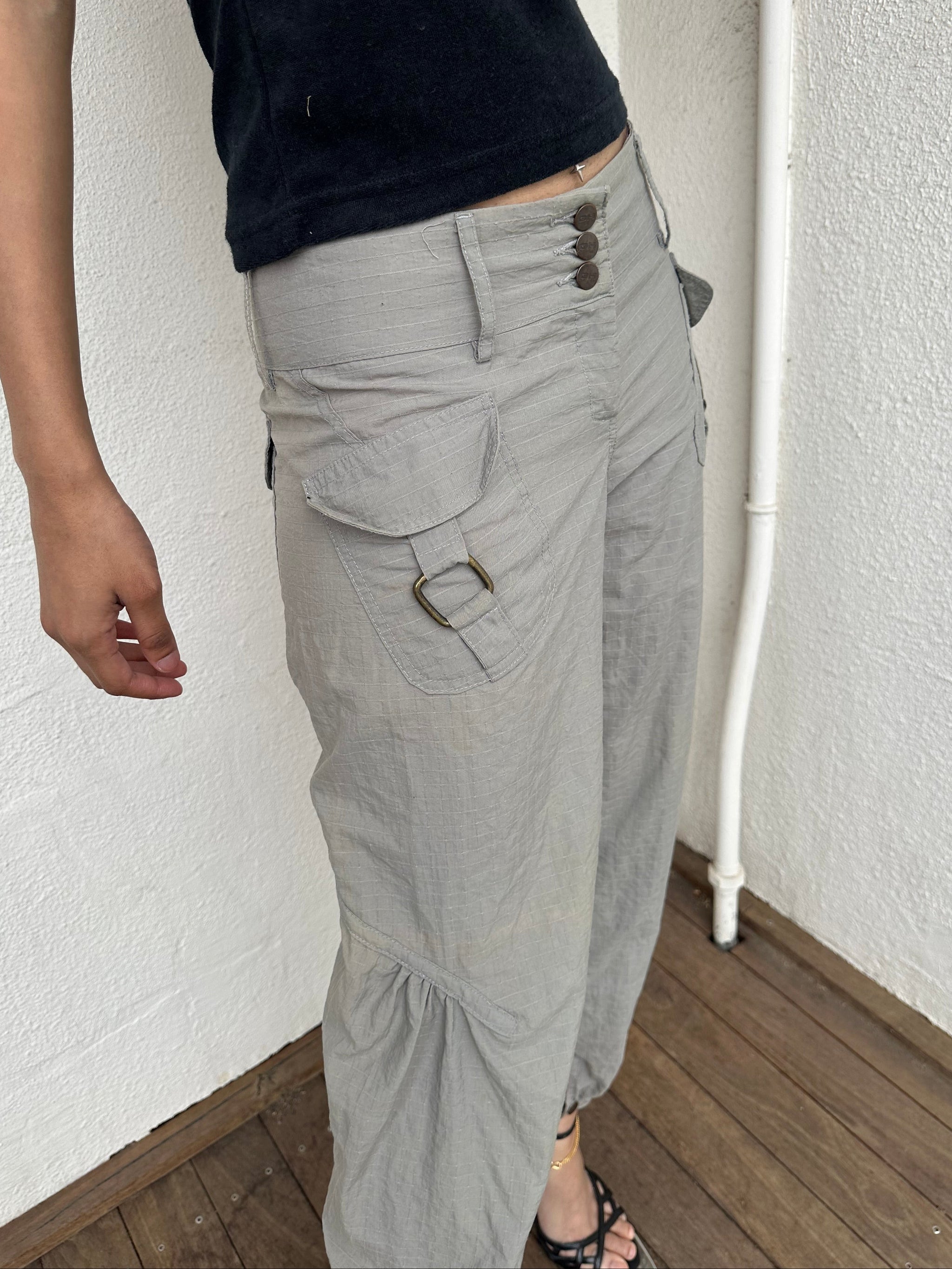 Light Grey Y2K Cargo Pants - Size S